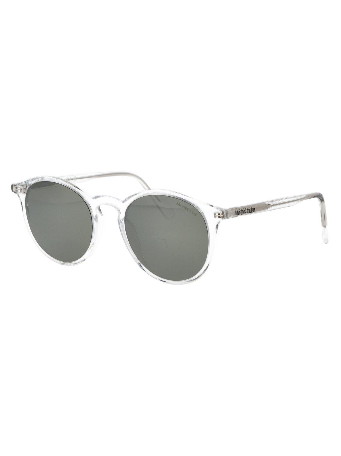 Shop Moncler Round Frame Sunglasses In 26q