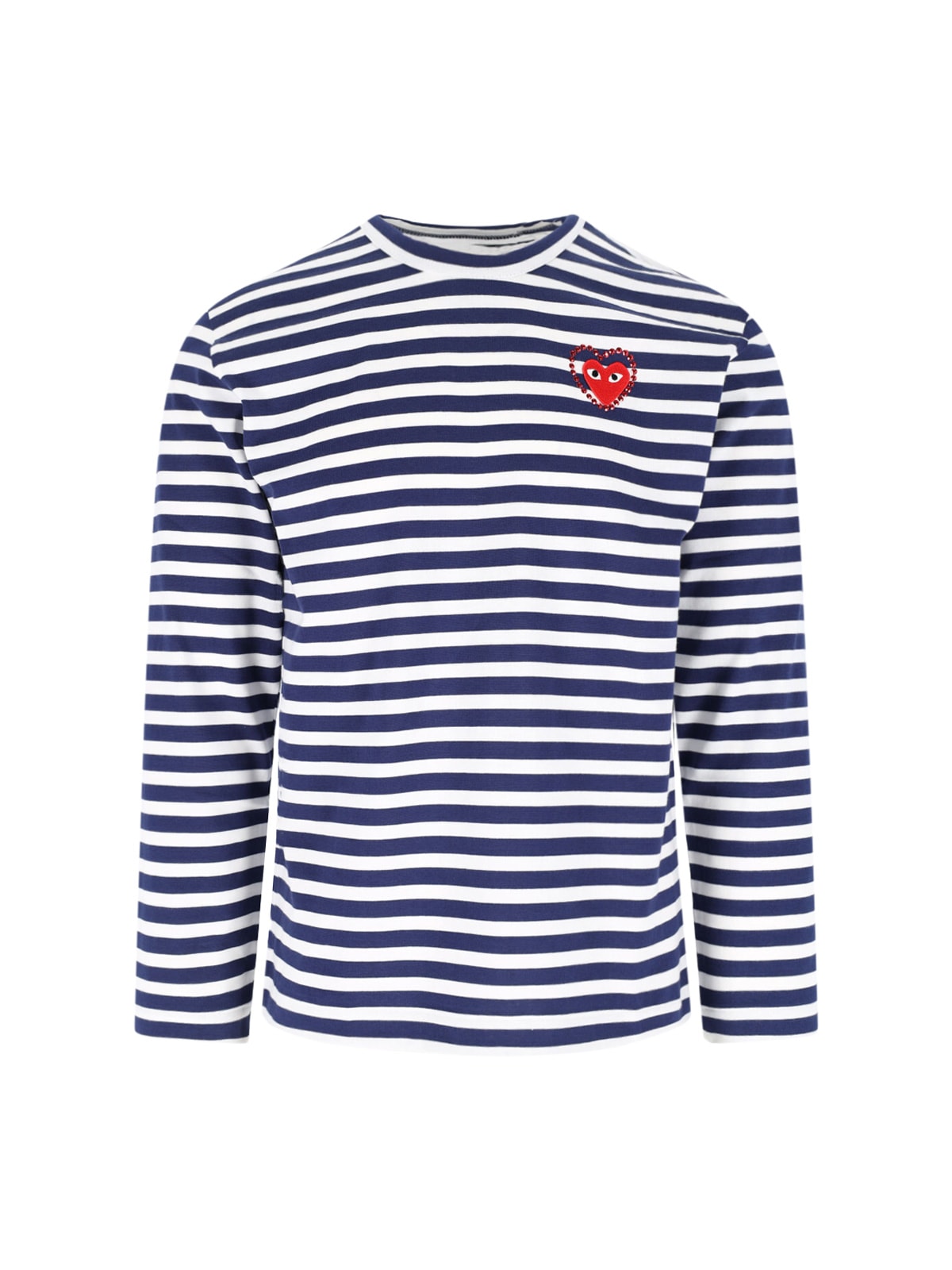 Comme des Garçons Play emblem Striped T-shirt With Rhinestones
