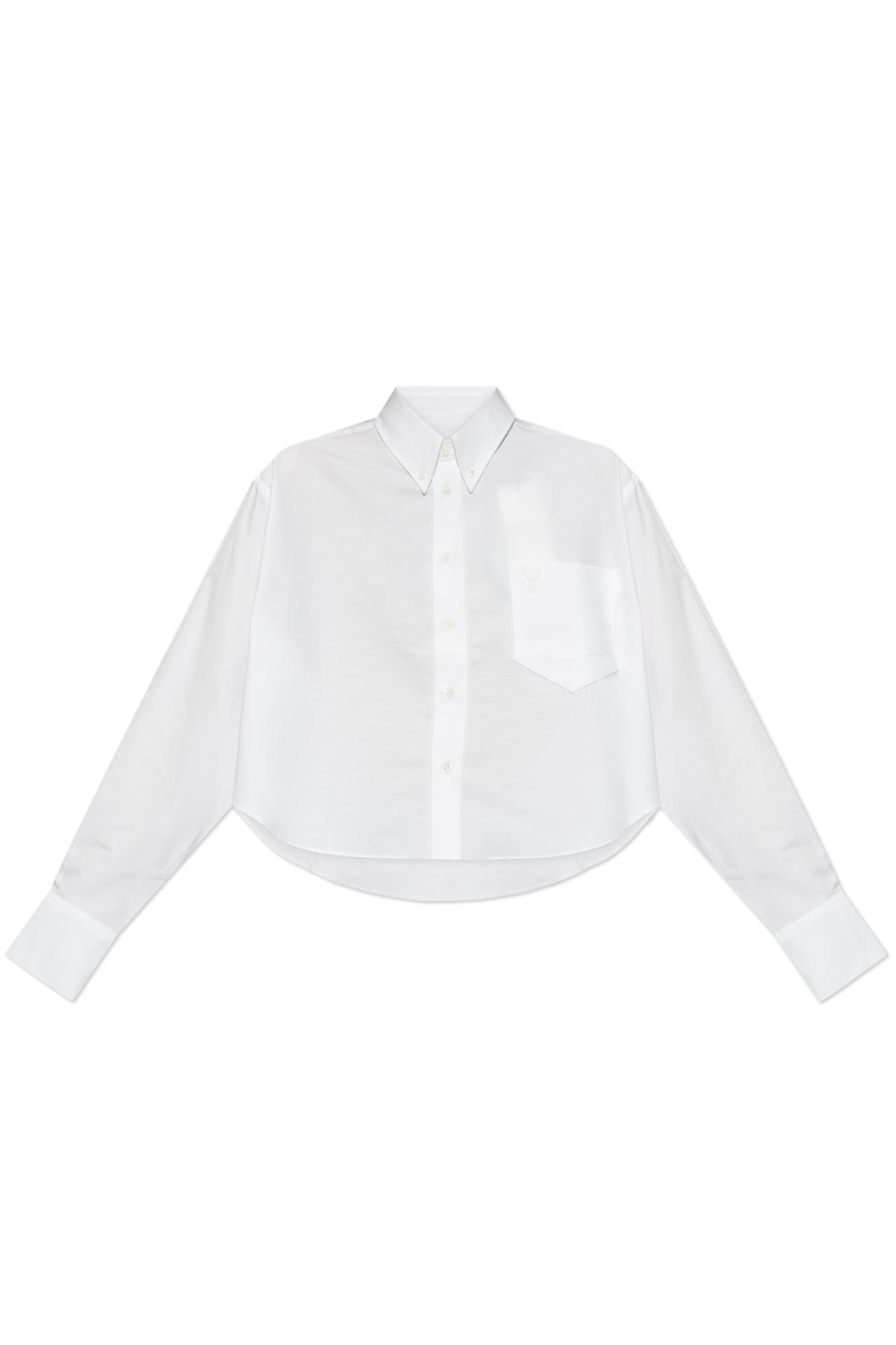 Ami Alexandre Mattiussi Ami Paris Cotton Cropped Shirt In White