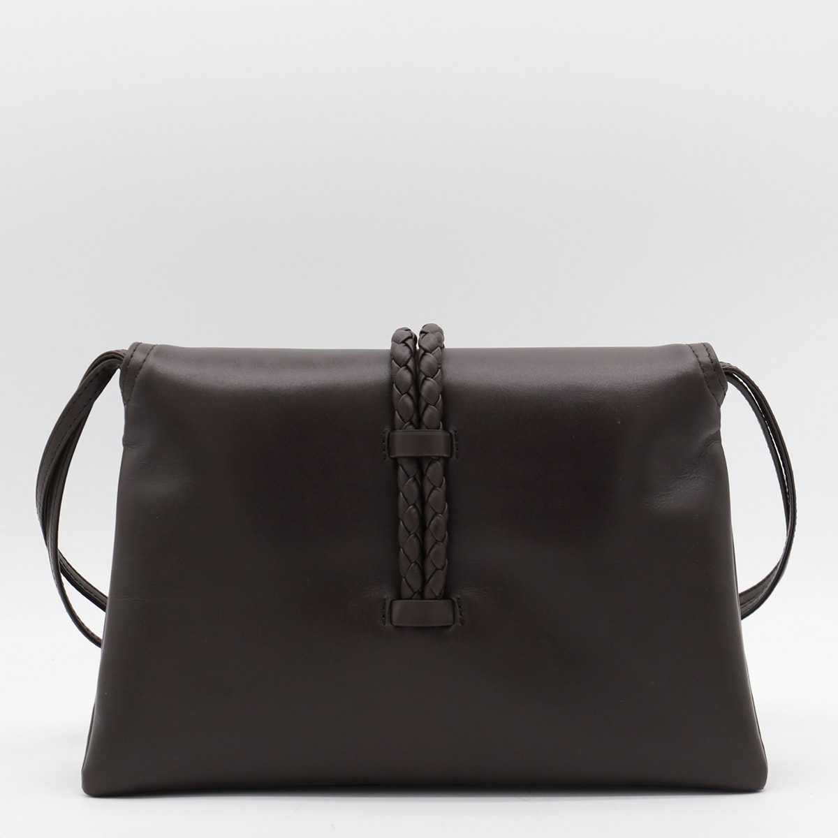 Shop Bottega Veneta Dark Brown Small Liberta Top Handle Bag In Fondant