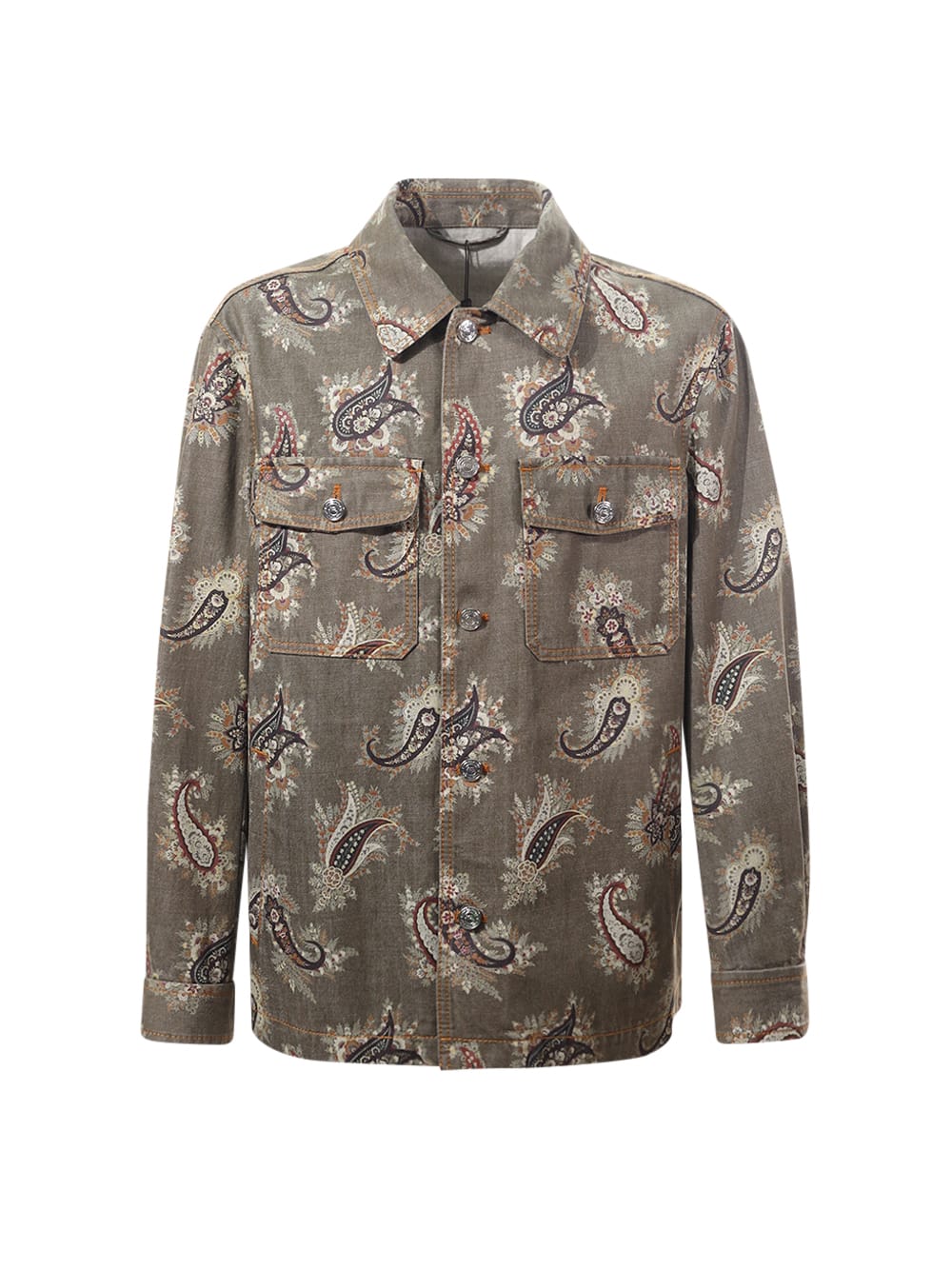 Etro Shirt Style Jacket In Green