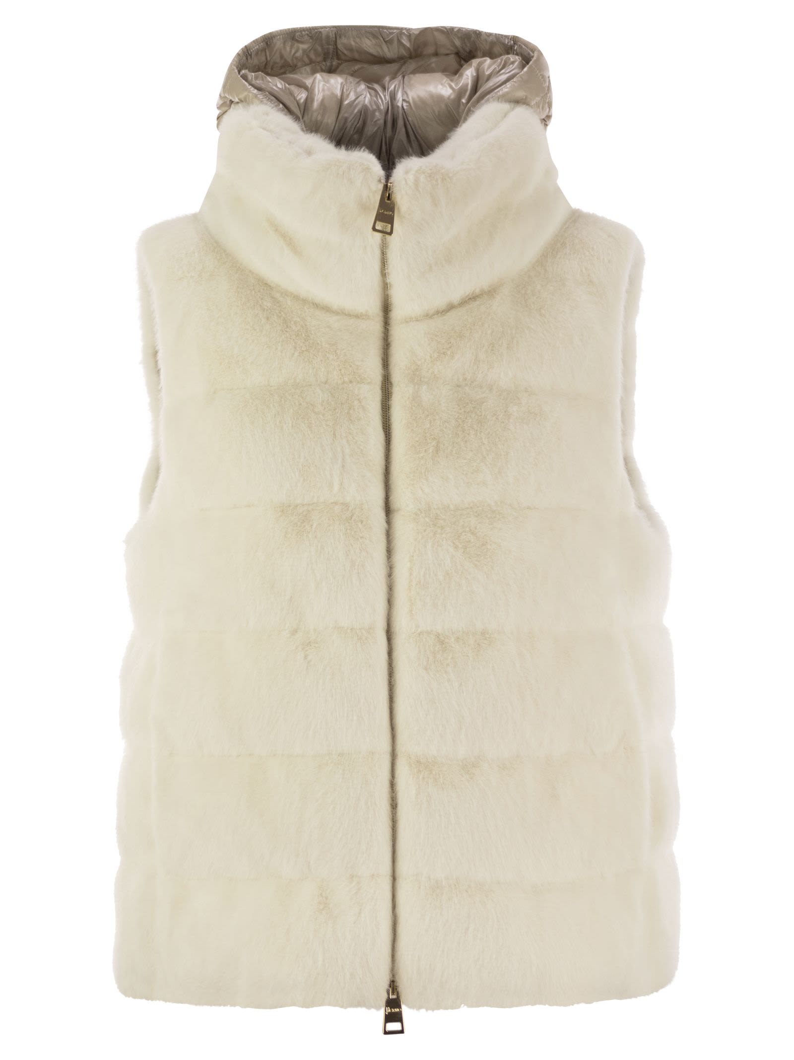 Shop Herno Cruelty-free Fur Sleeve Coat In White