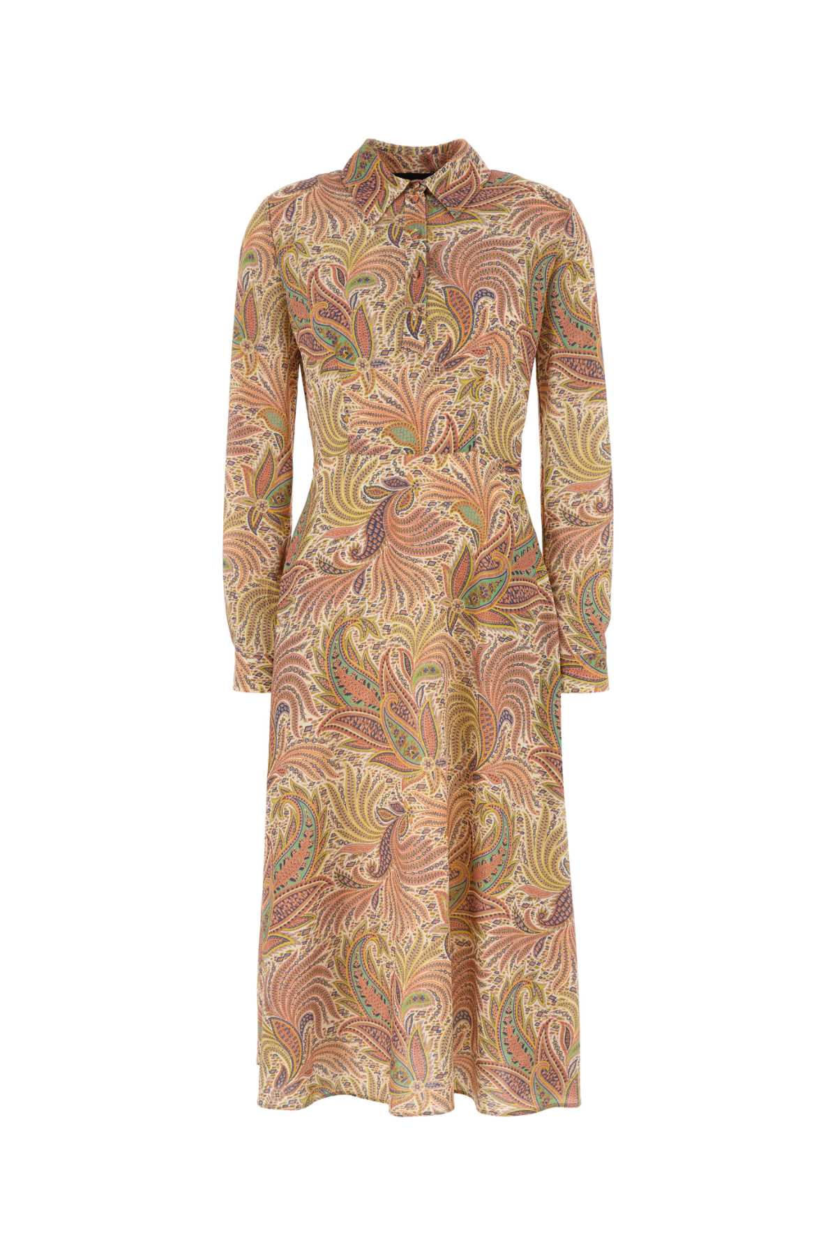 Etro Stretch Polyester Shirt Dress With Paisley Pattern