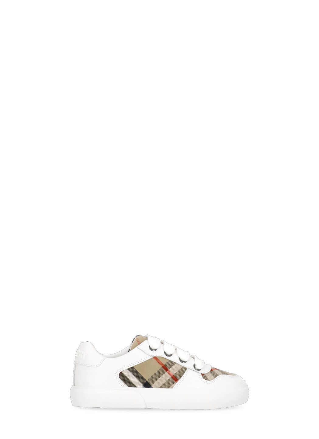 Shop Burberry Check Sneakers In White/neutrals