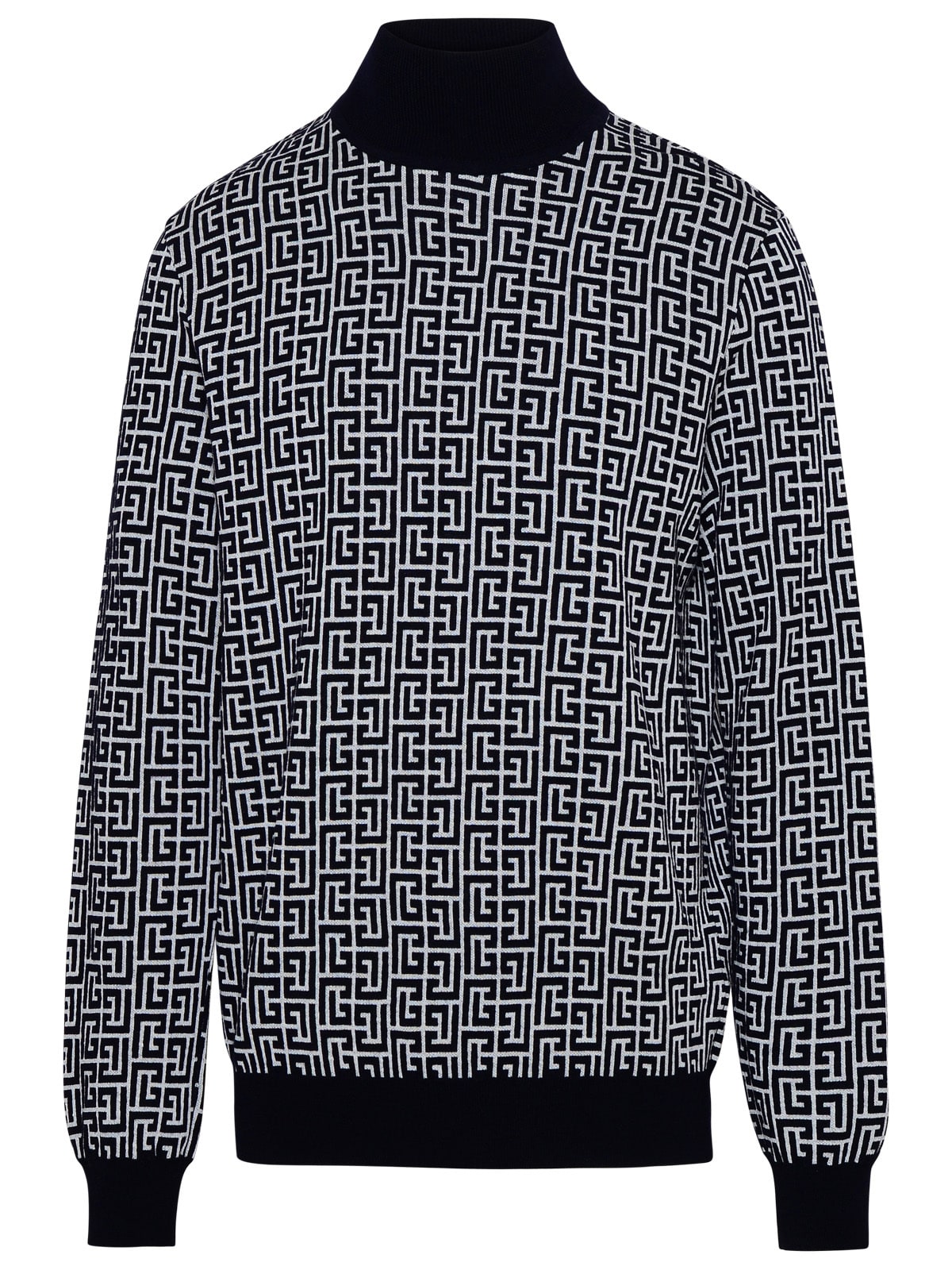 BALMAIN TWO-TONE WOOL BLEND SWEATER