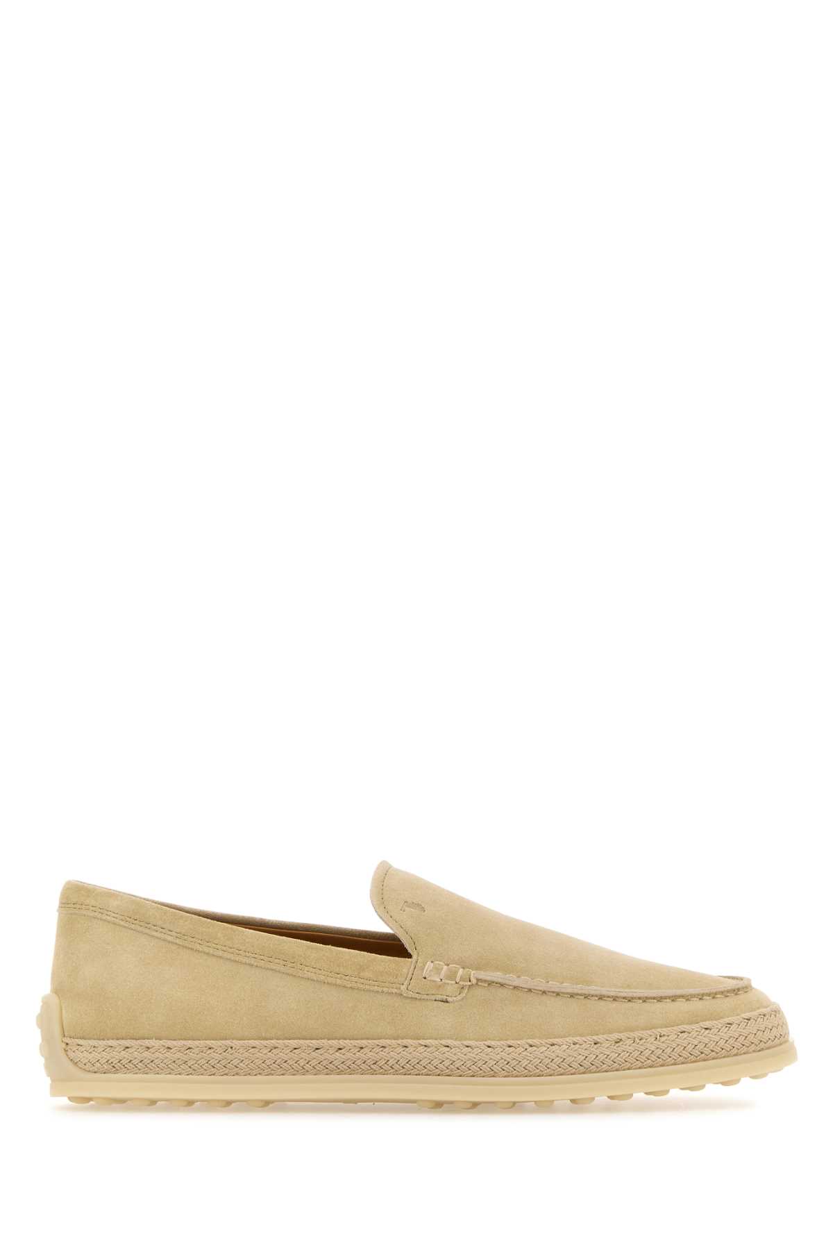 Shop Tod's Sand Suede Loafers In C606