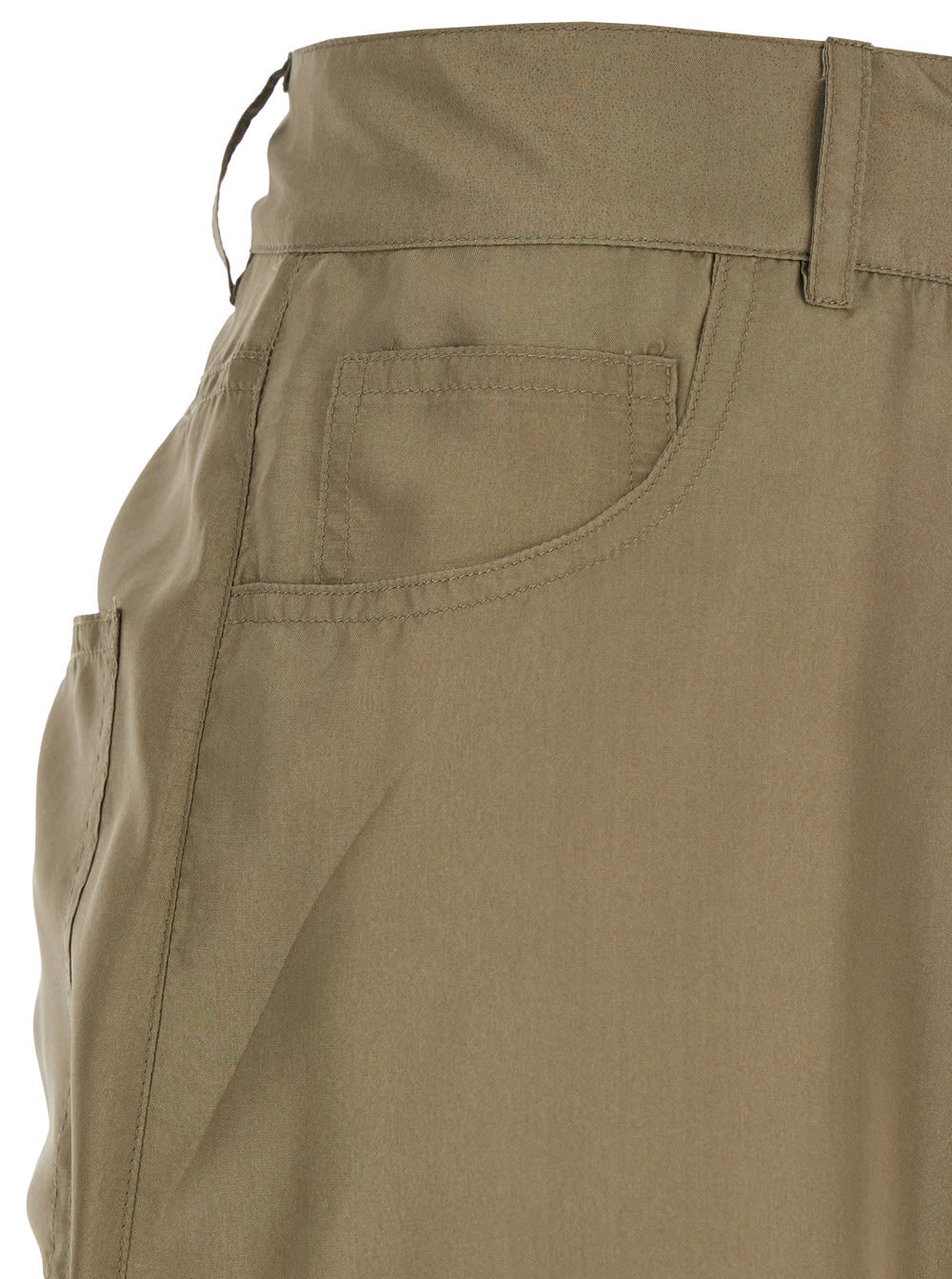 Jucca Green Silk Pants With Belt Loops And Logo Patch On The Rear In Silk Woman