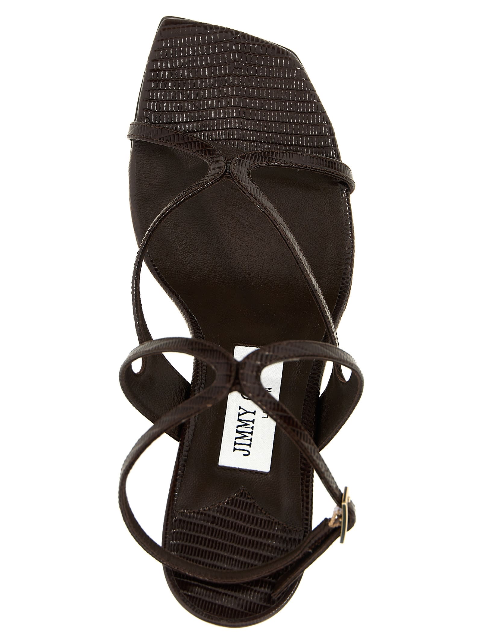 Jimmy Choo Azie 85 Leather Sandals In Coffee In Brown
