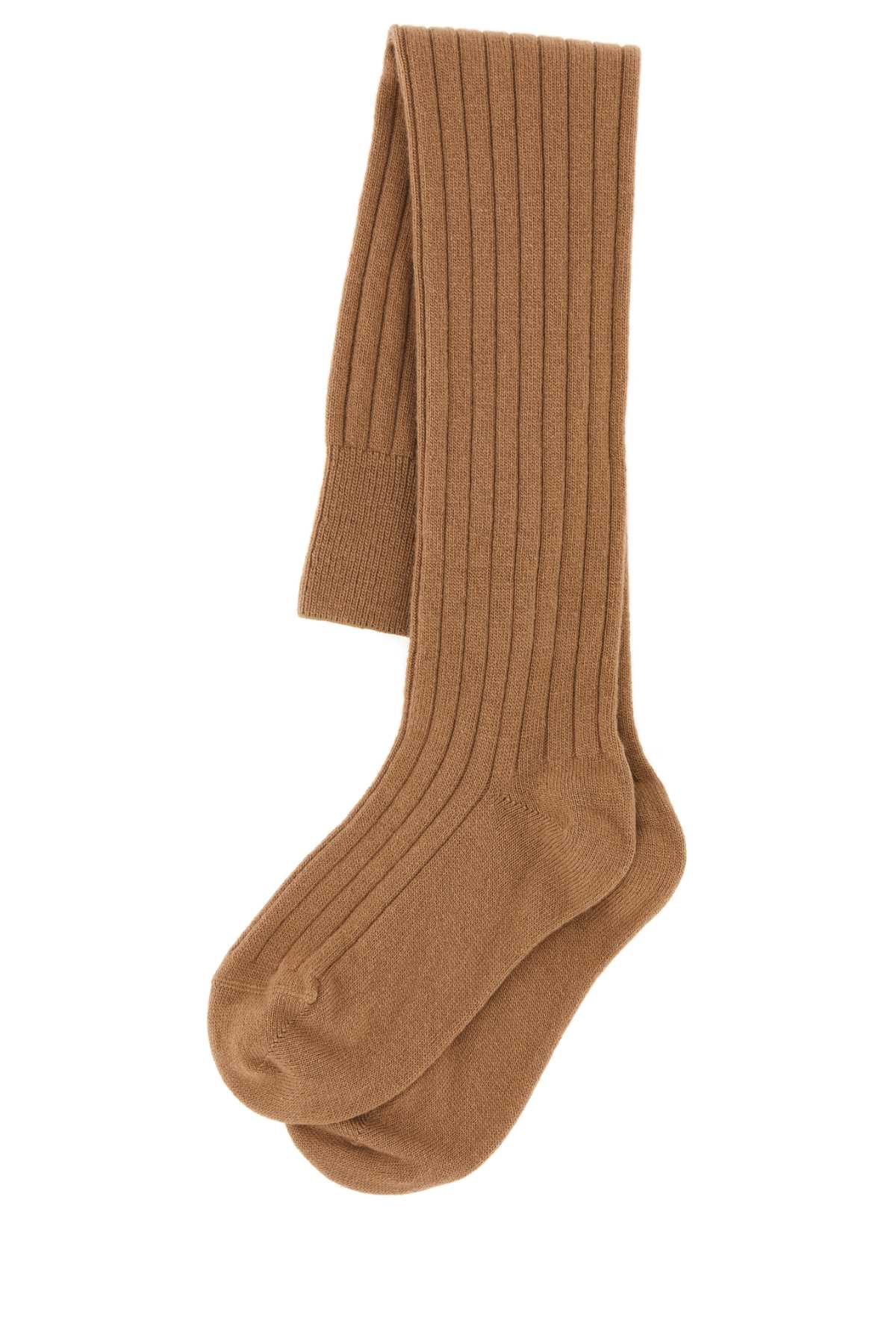 Prada Camel Stretch Wool Blend Socks