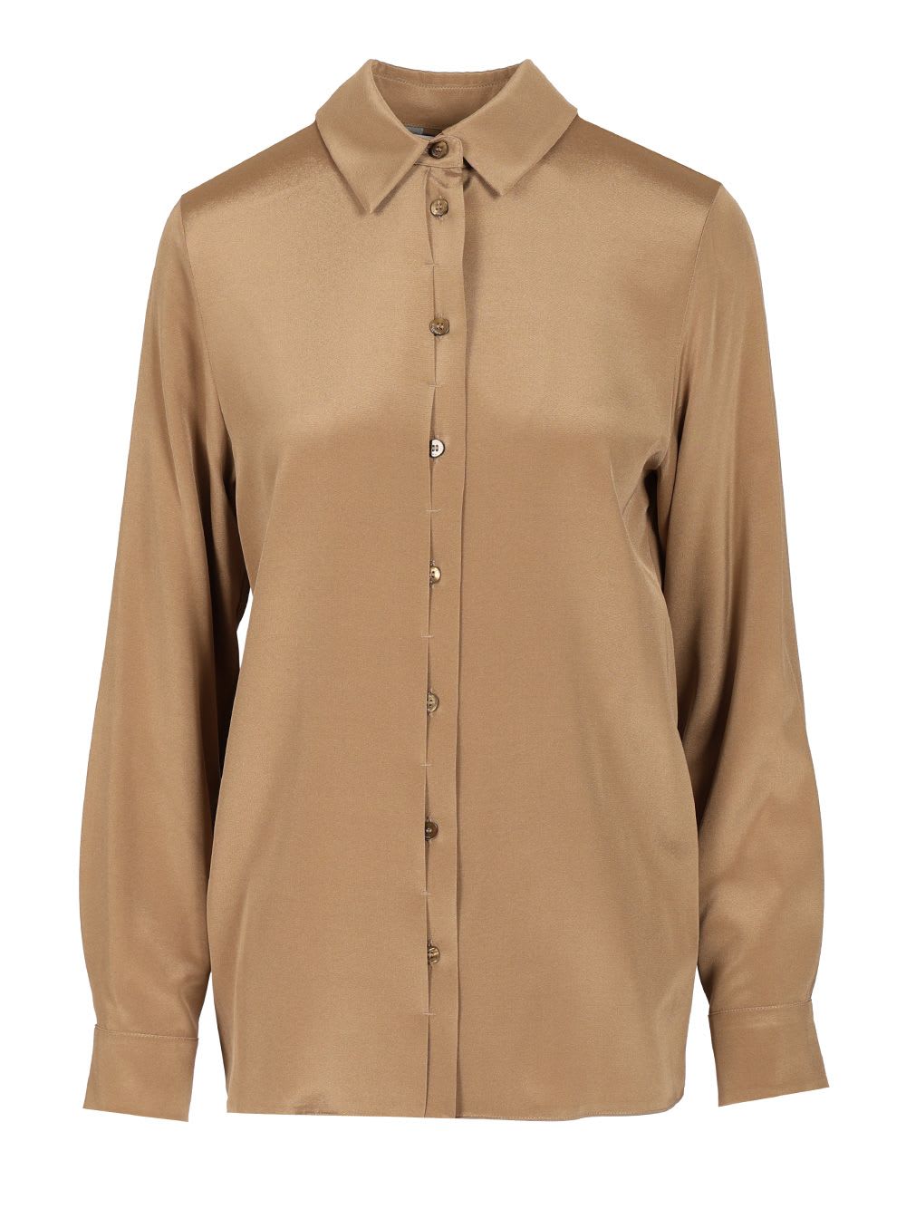 Max Mara Stretch Silk Cady Shirt Shirts Brown In Neutral