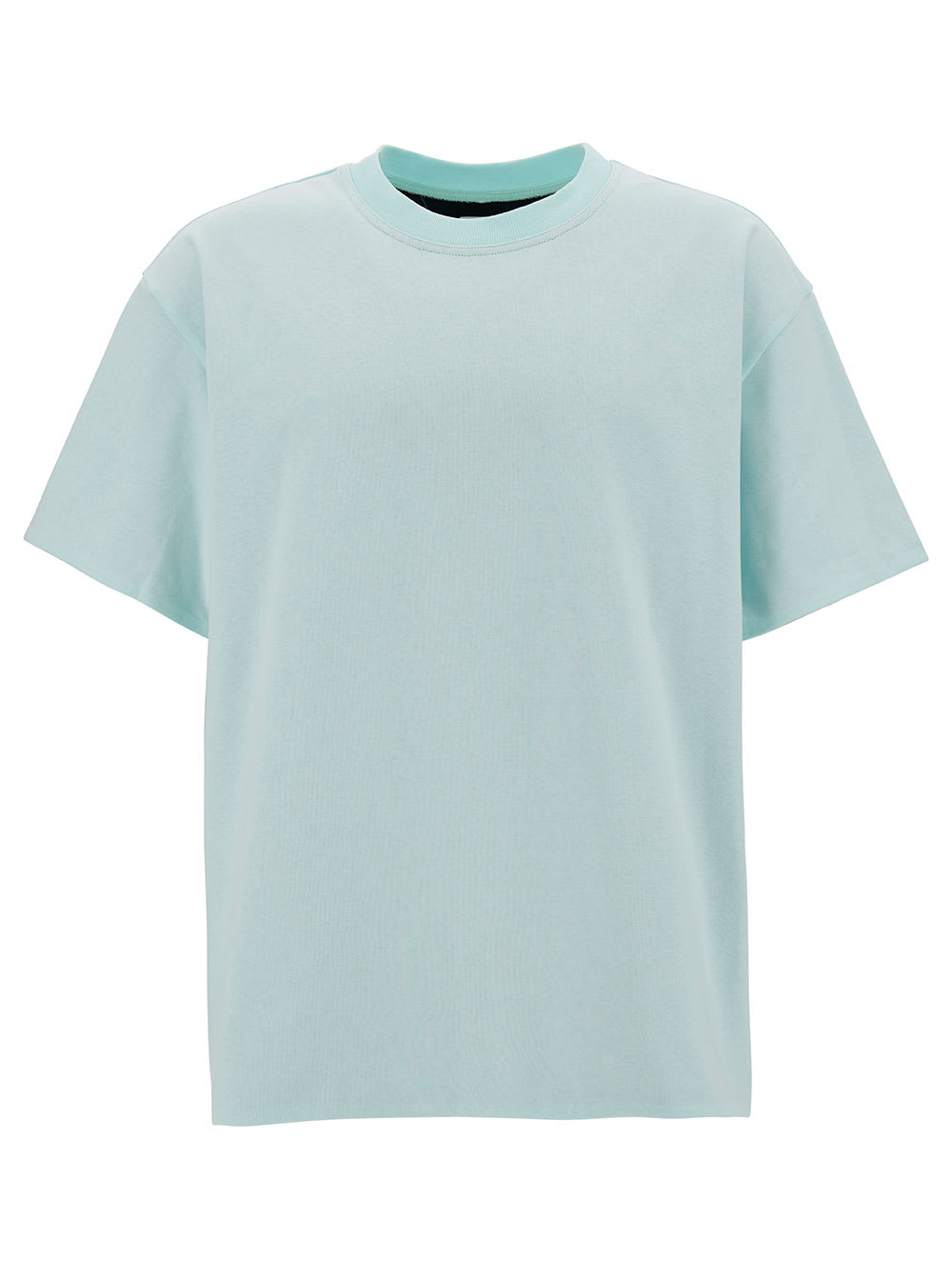 BOTTEGA VENETA LIGHT BLUE DOUBLE LAYER T-SHIRT IN COTTON MAN 