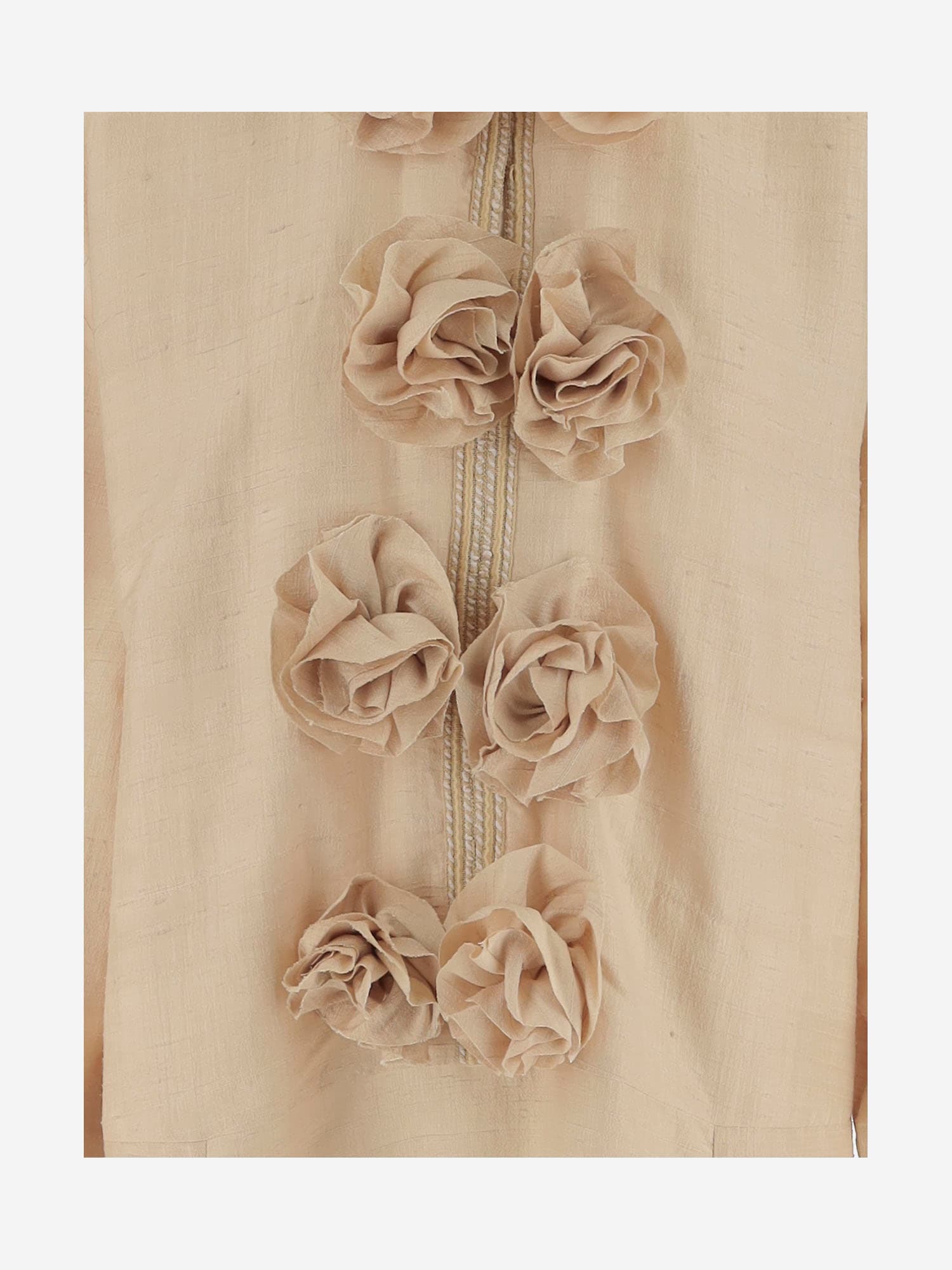 By Malene Birger Cicelia Rosette-detailed Silk Maxi Dress In Beige