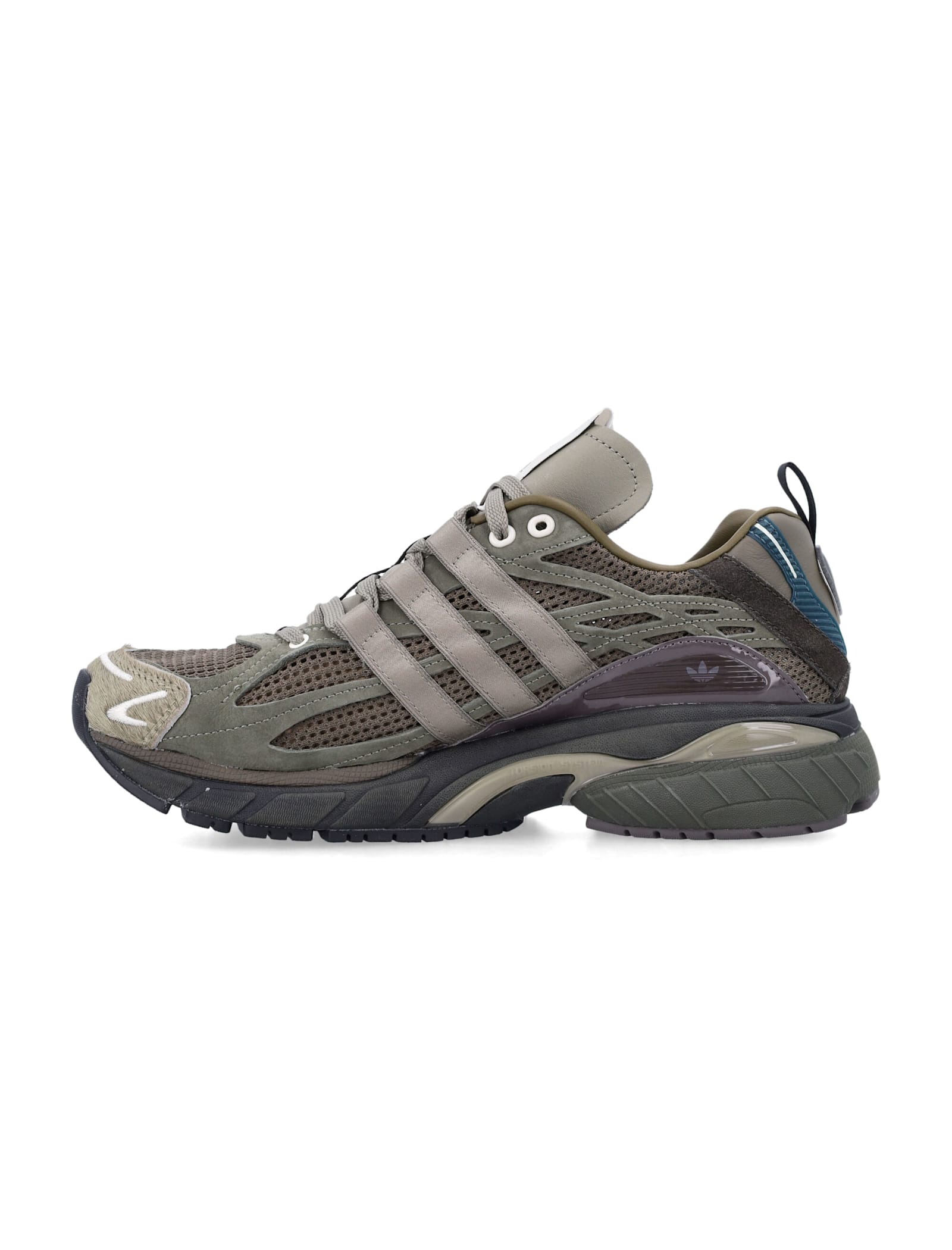 Adidas Originals Adistar Cushion Sneakers In Green Suede And Fabric In Multi
