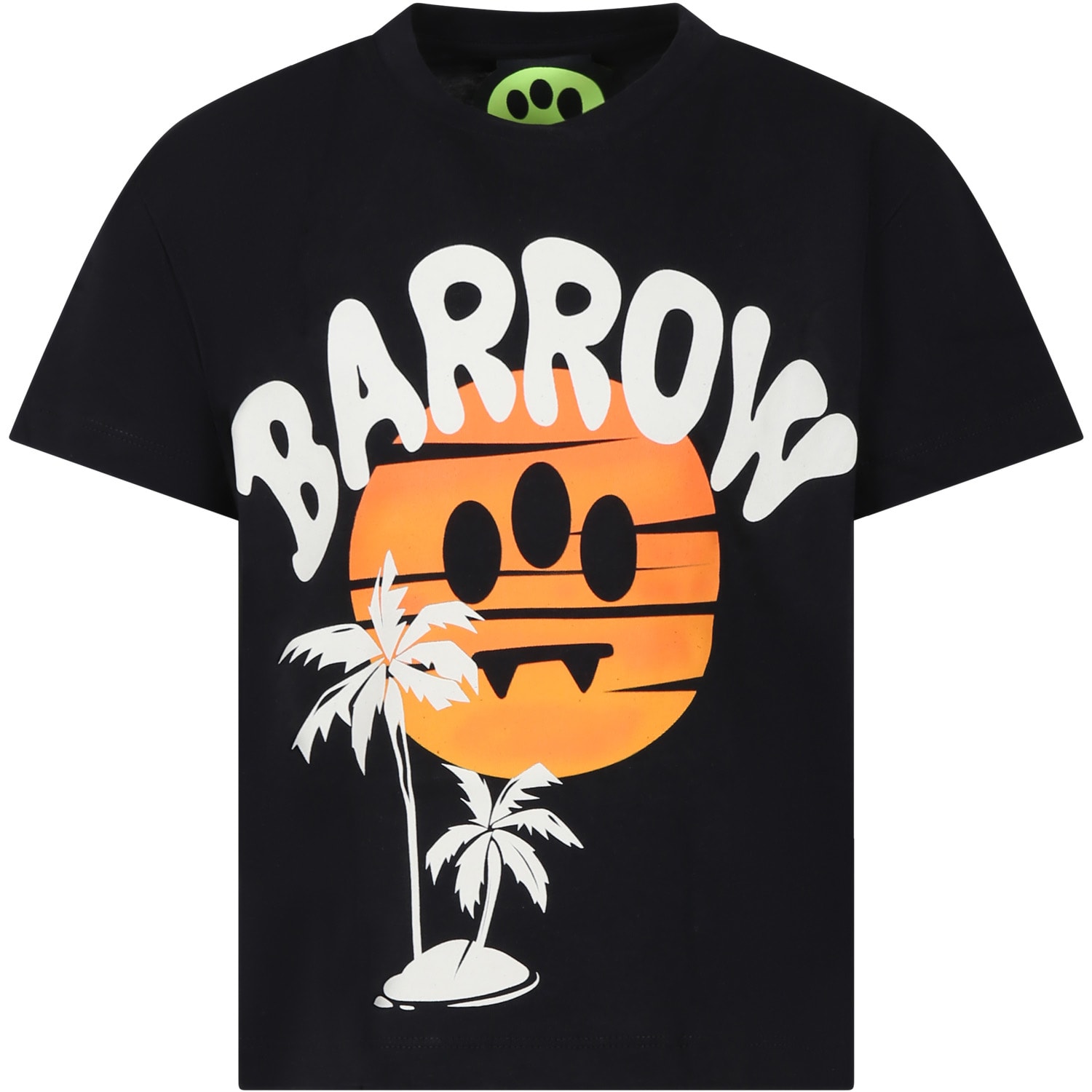 Barrow Kids' Black T-shirt For Boy With Logo In Nero/black