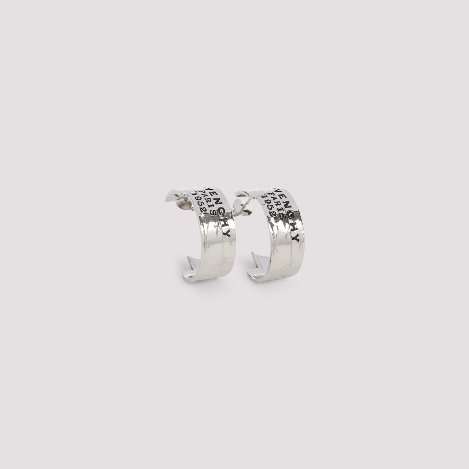 Givenchy Logo Engraved Tape Earrings In Silver