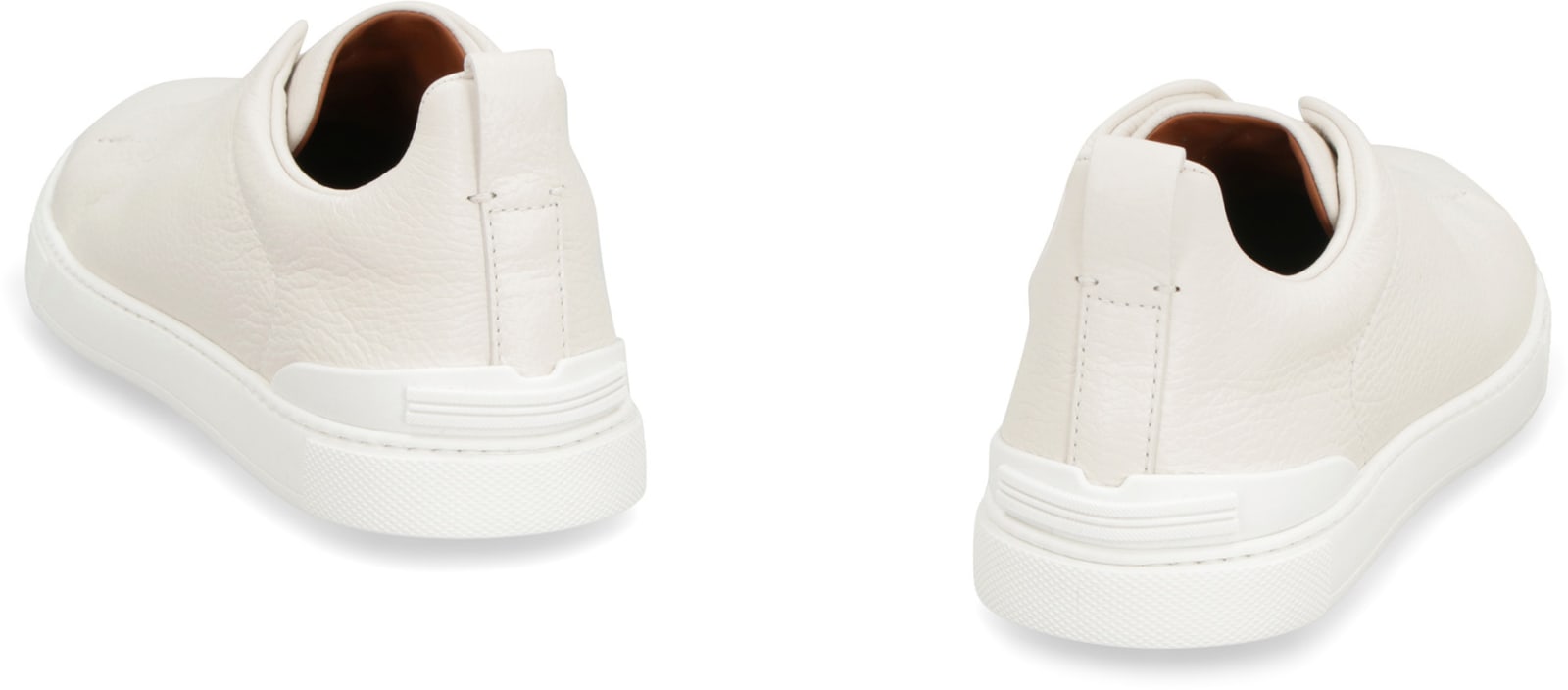 Shop Zegna Triple Stitch Leather Sneakers In White