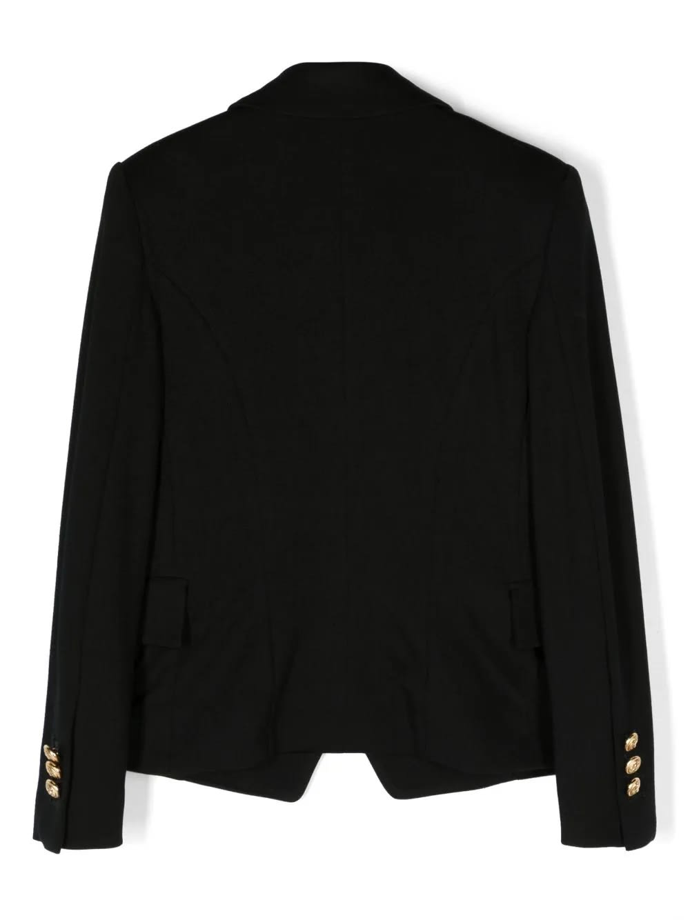 Shop Balmain Double-breasted Blazer With Embossed Buttons In Black