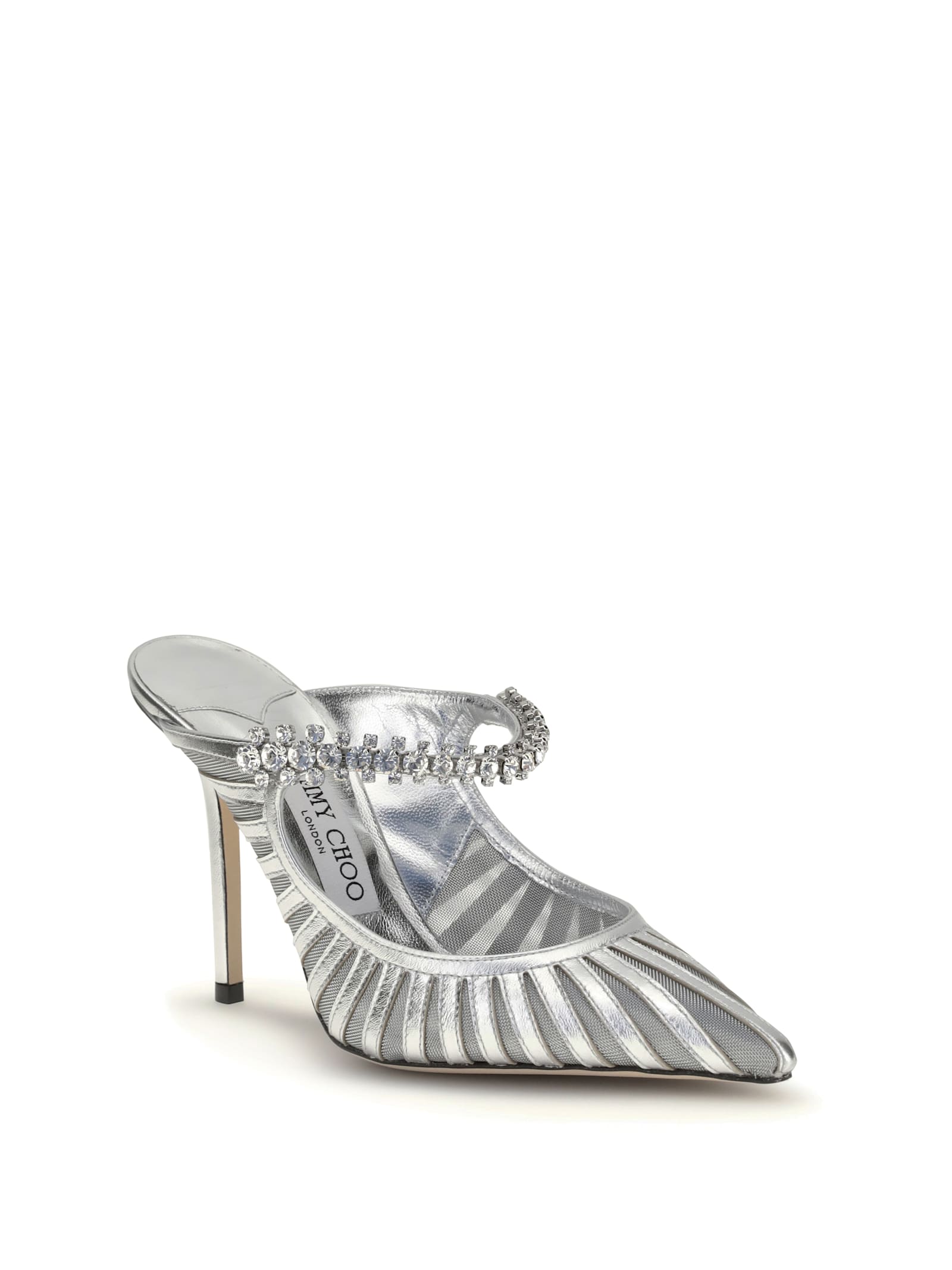 Jimmy Choo 100mm Bing Crystal-embellished Mules In Silver