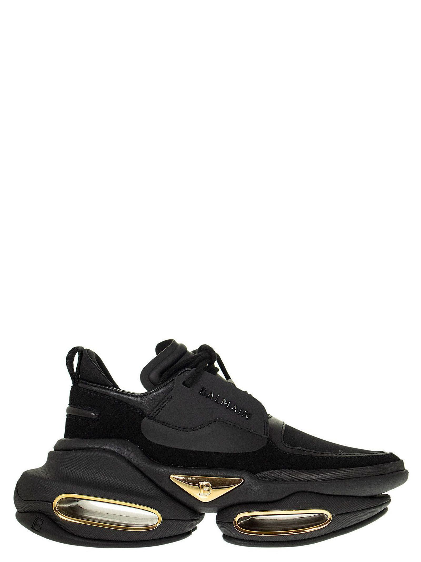 Balmain Bbold Black Suede And Leather Sneakers