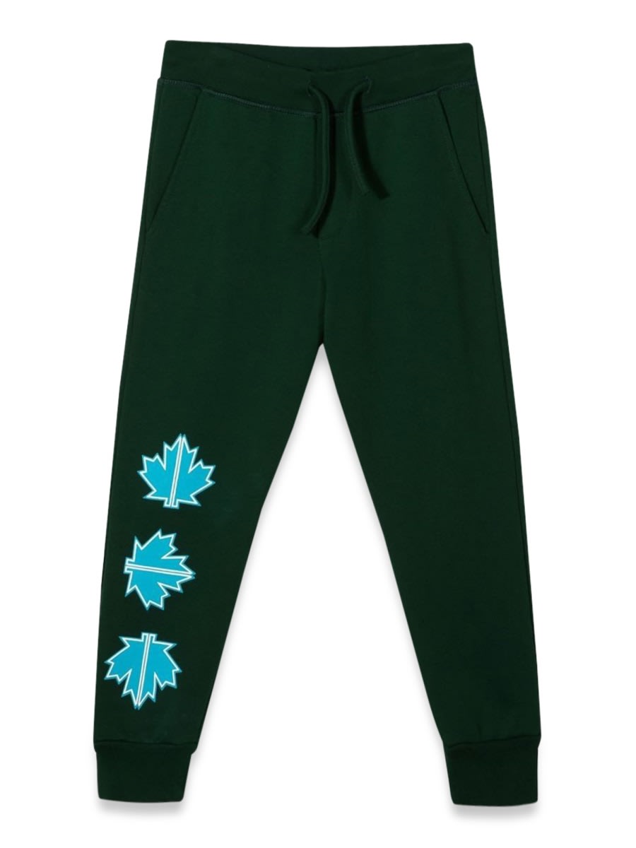 Shop Dsquared2 Plush Pants Leaf Logo On Front Leg In Green