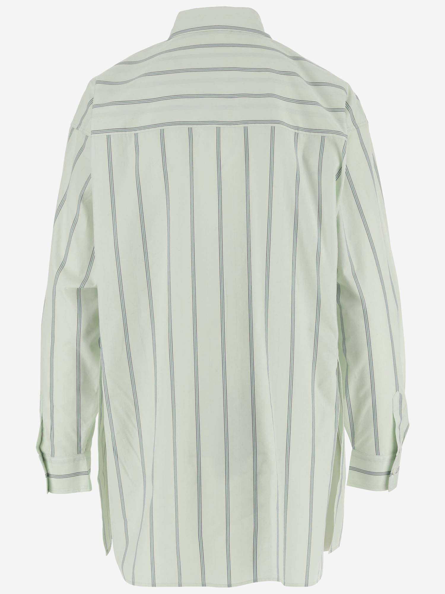 Shop Aspesi Cotton Shirt With Striped Pattern In Riga Verde