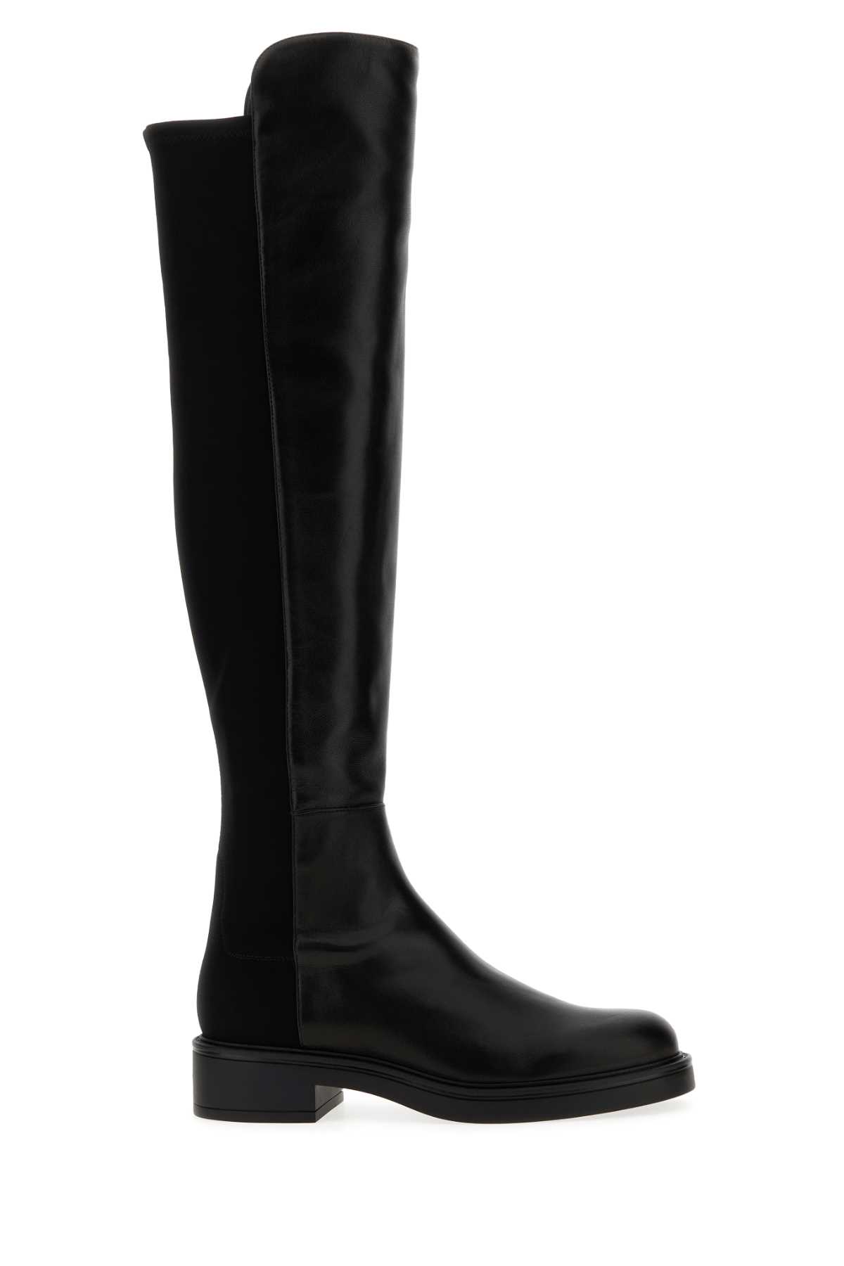 Stuart Weitzman Black Nappa Leather And Fabric Celia Boots In Black