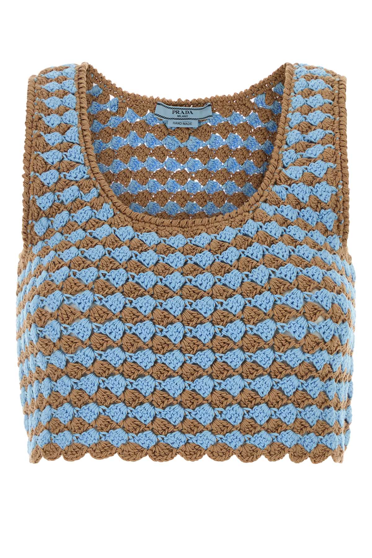 Prada Tow-tone Crochet Crop Top