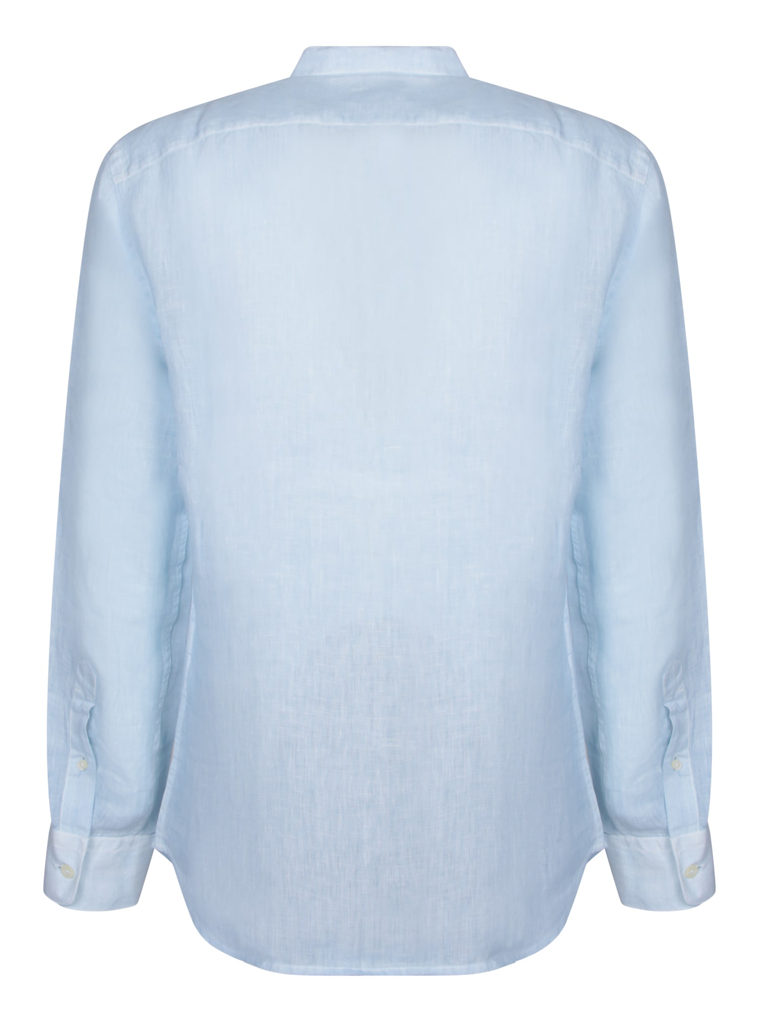 Shop 120% Lino Sky Blue Mandarin Collar Shirt