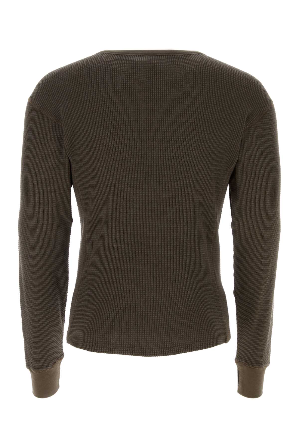 Entire Studios Cotton Sweater With Long Sleeves And Textured Fabric In Green