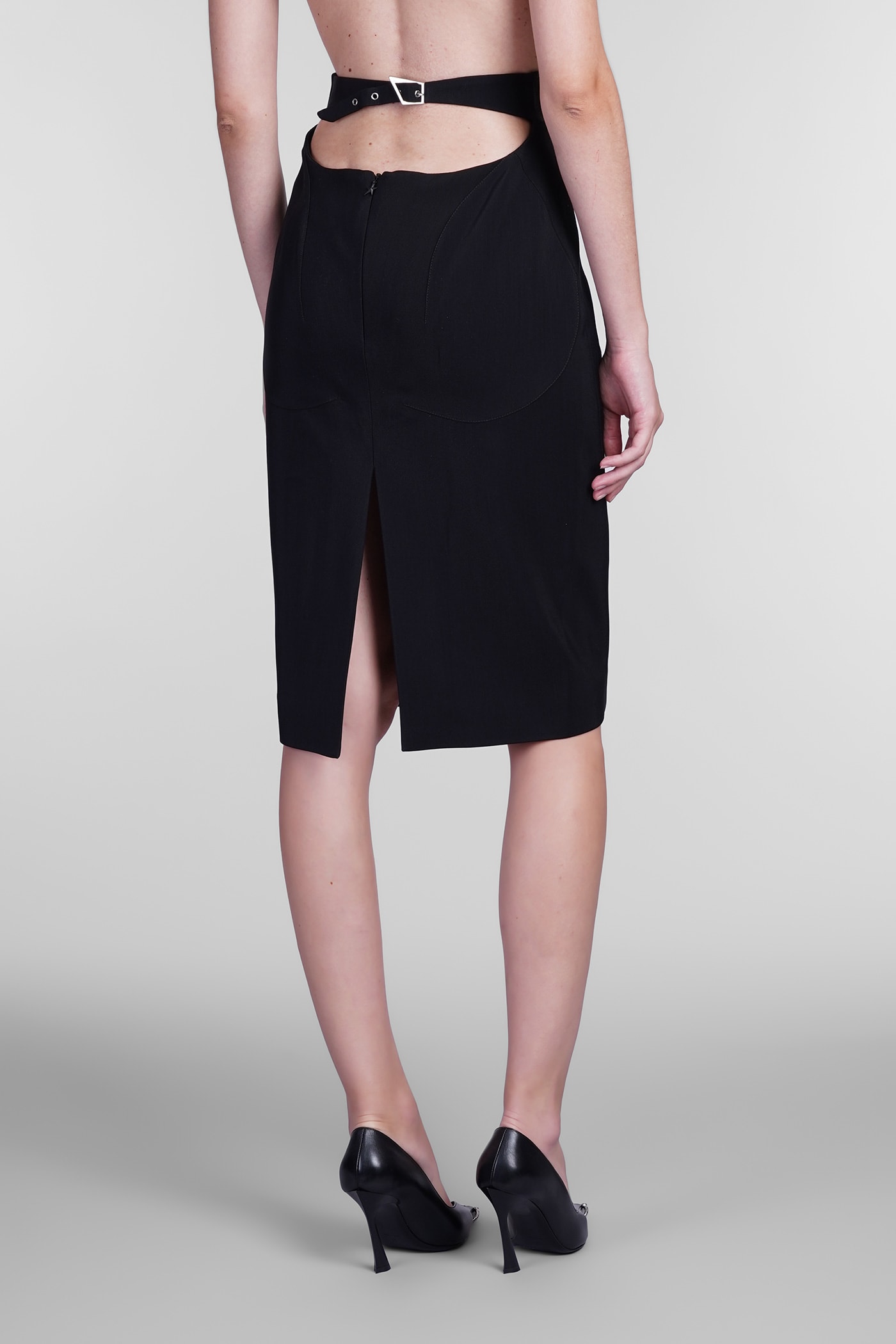 Shop Mugler Skirt In Black Viscose