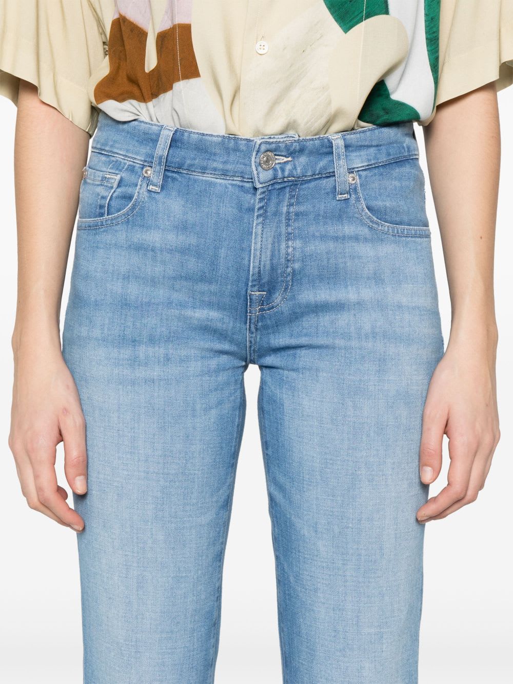 7 For All Mankind Calie Straighnt Cropped Jeans In Blue