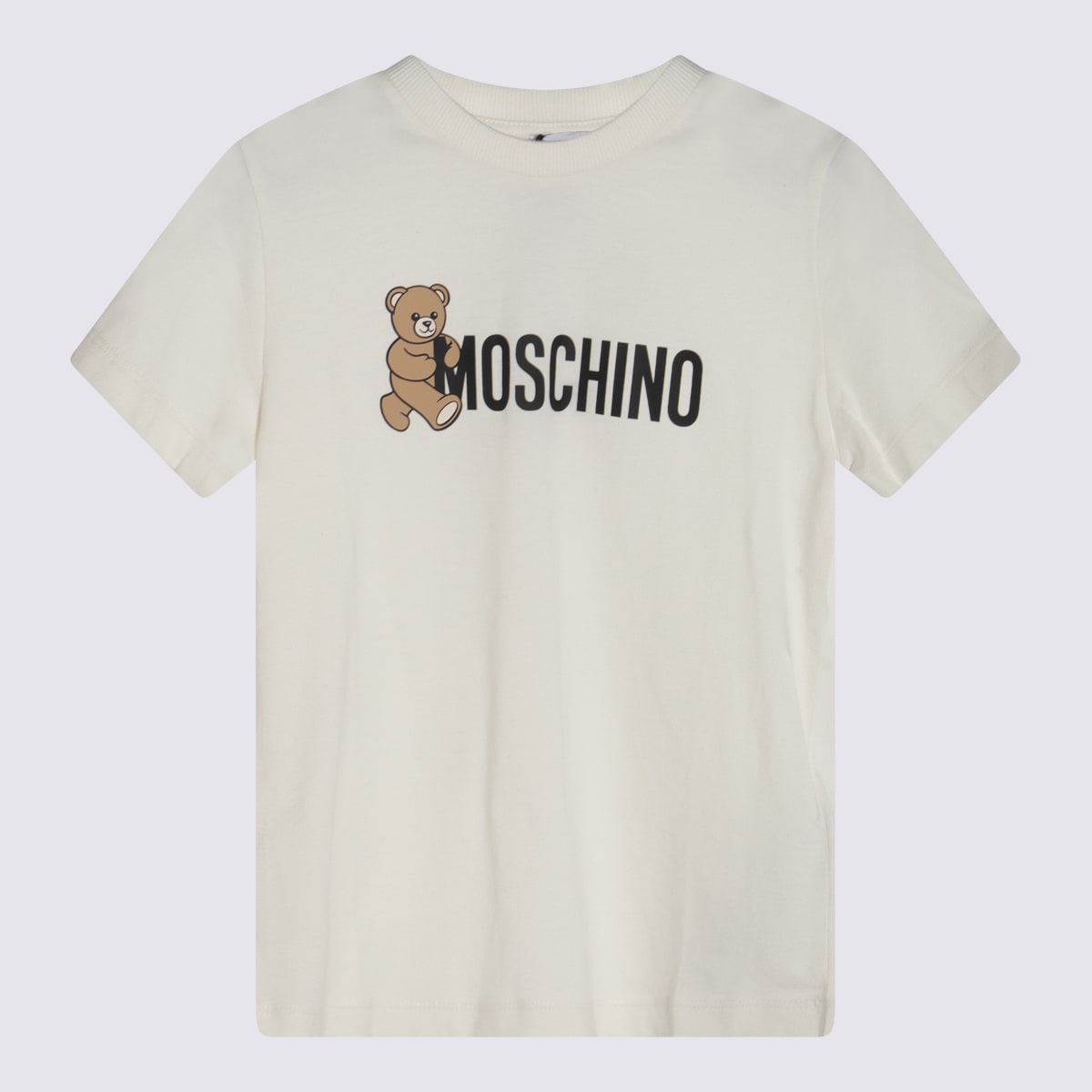 Moschino Kids' White Cotton T-shirt In Neutral