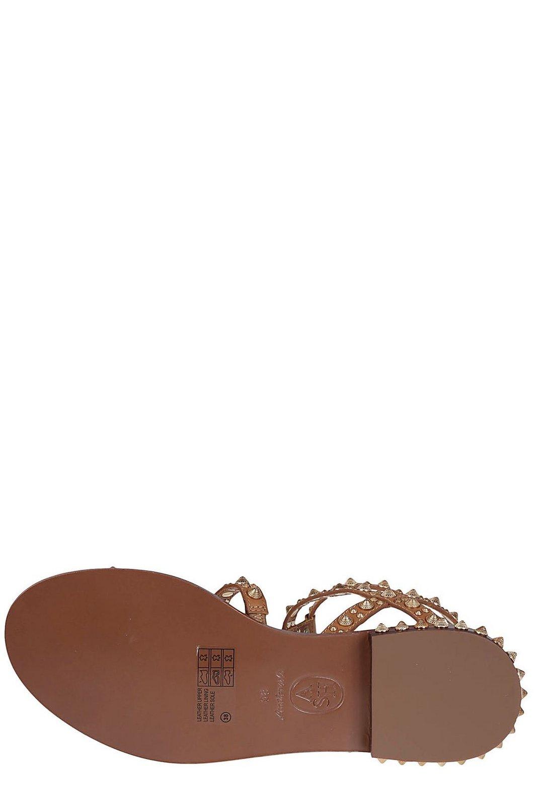 Shop Ash Embellished Open Toe Sandals In Leather Brown