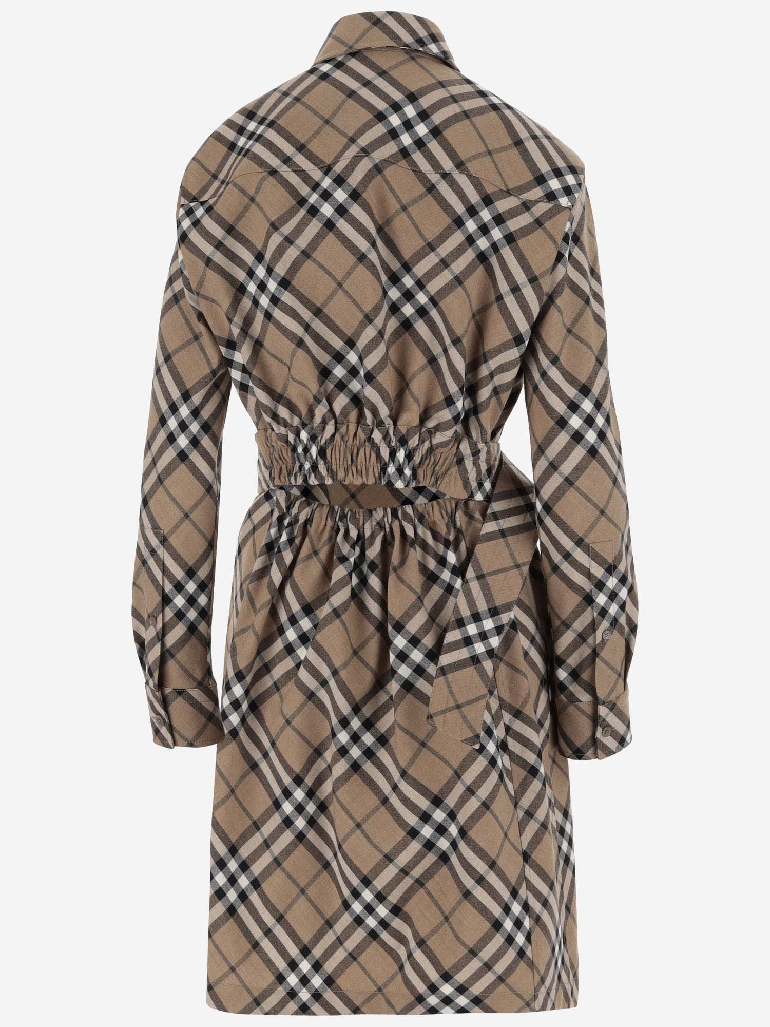 Shop Burberry Wool Blend Dress In Linden Ip Check