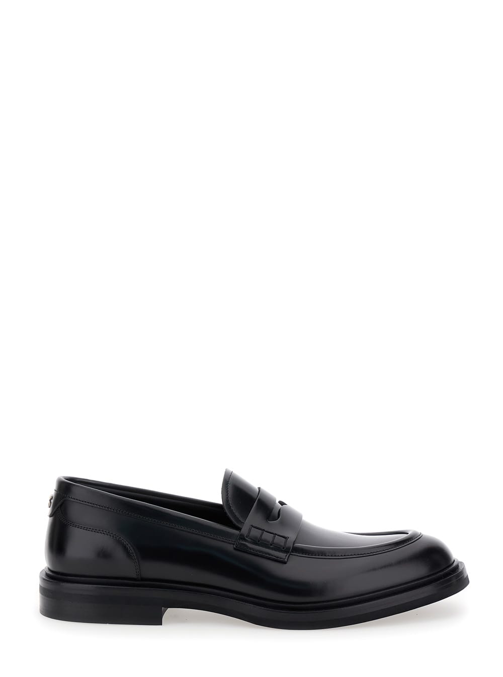 Shop Dolce & Gabbana Black Slip-on Loafers With Dg Logo In Leather Man