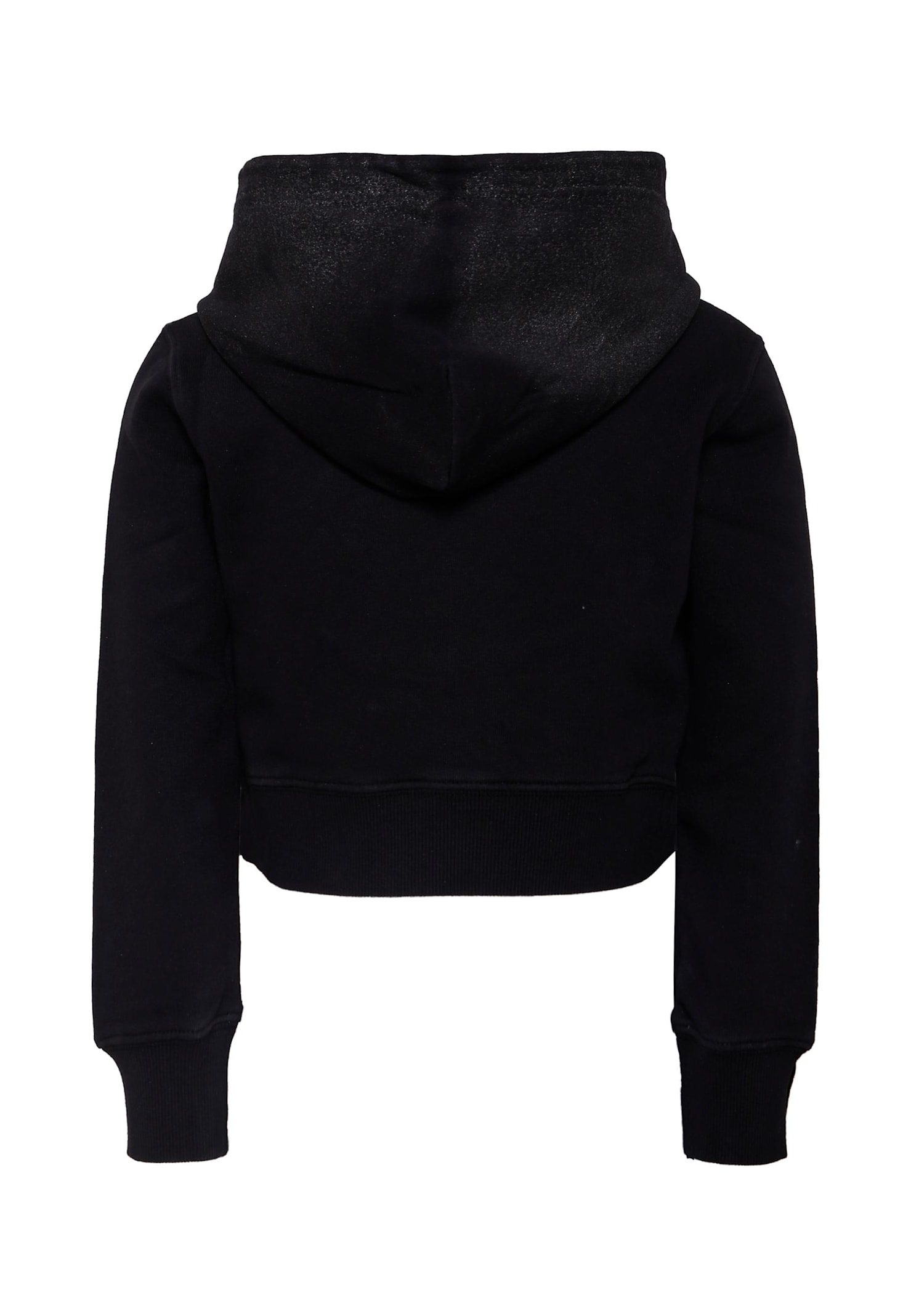 Diesel Black Crop Sweatshirt For Girl With Logo In Black