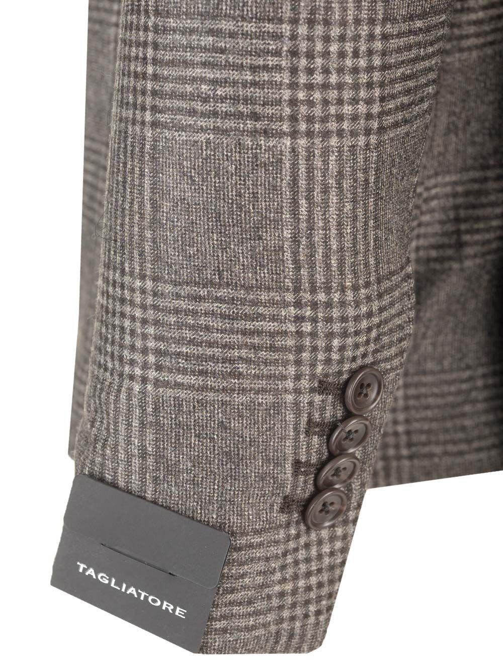 Shop Tagliatore Montecarlo Prince Of Wales Suit In Super 110s Wool In Beige