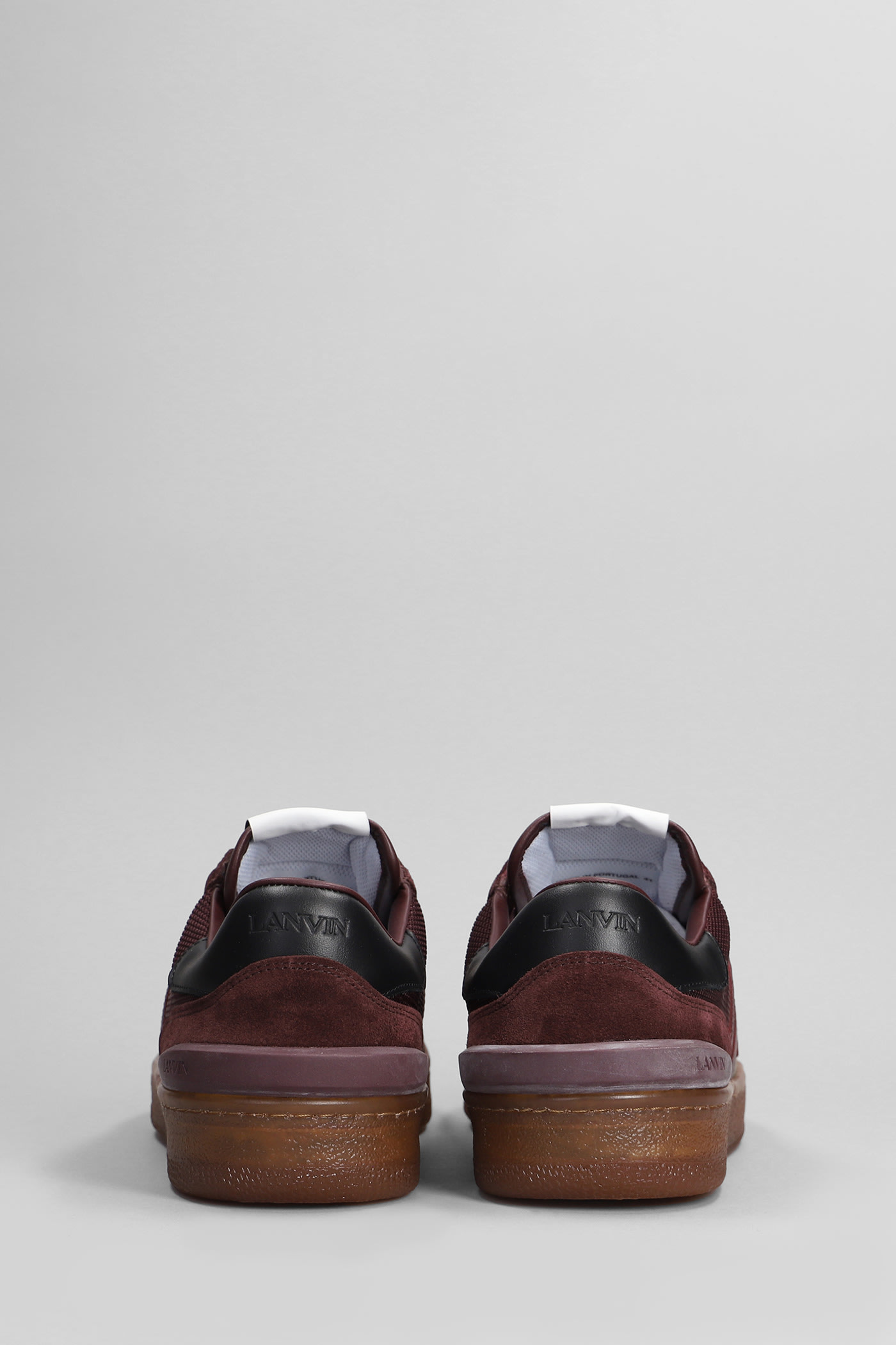 Shop Lanvin Clay Sneakers In Bordeaux Suede And Fabric