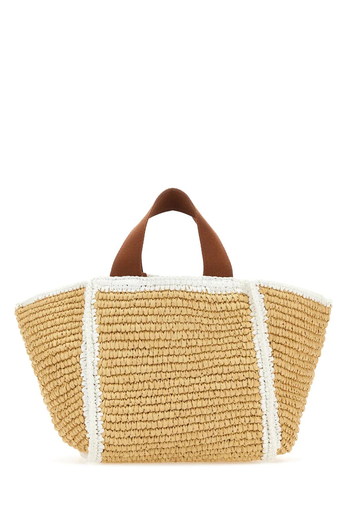 Shop Marni Raffia Shopping Bag In Beige