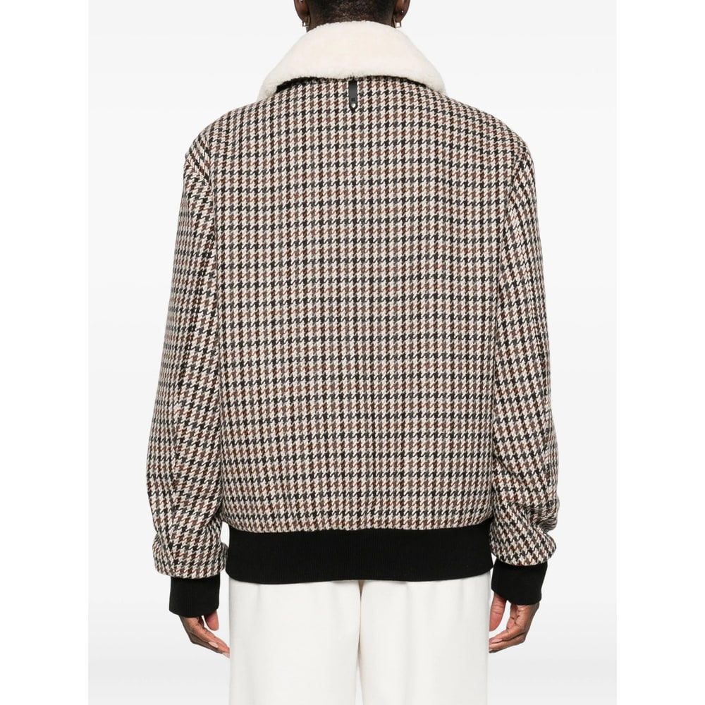 Mackage Wool-blend Houndstooth Rhett-ht Bomber Jacket In Neutral