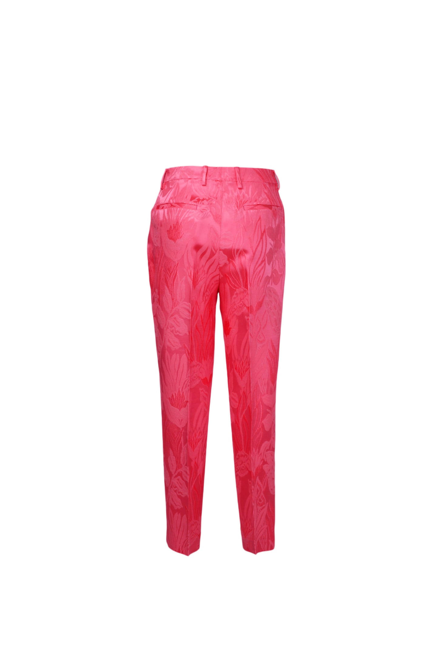 Shop Etro Tailored Floral Jacquard Trousers In Red