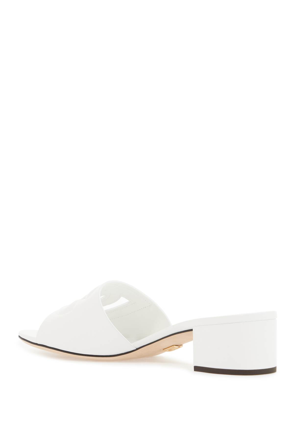 Dolce & Gabbana White Mules With Low Heel And Dg Millennials Detail In Smooth Leather Woman In Bianco (white)