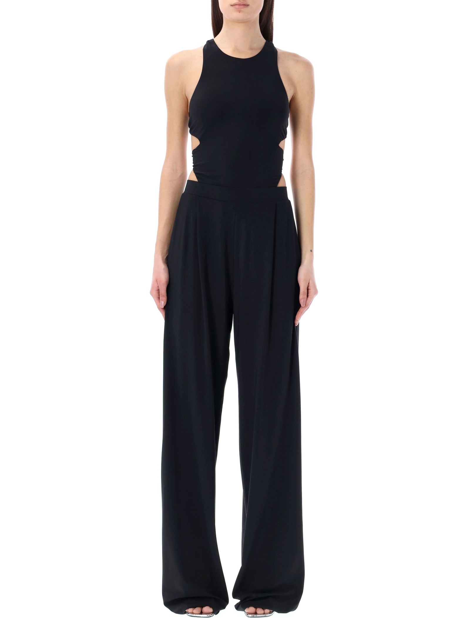 Amazuìn Cut-out Tie-fastening Jumpsuit In Black