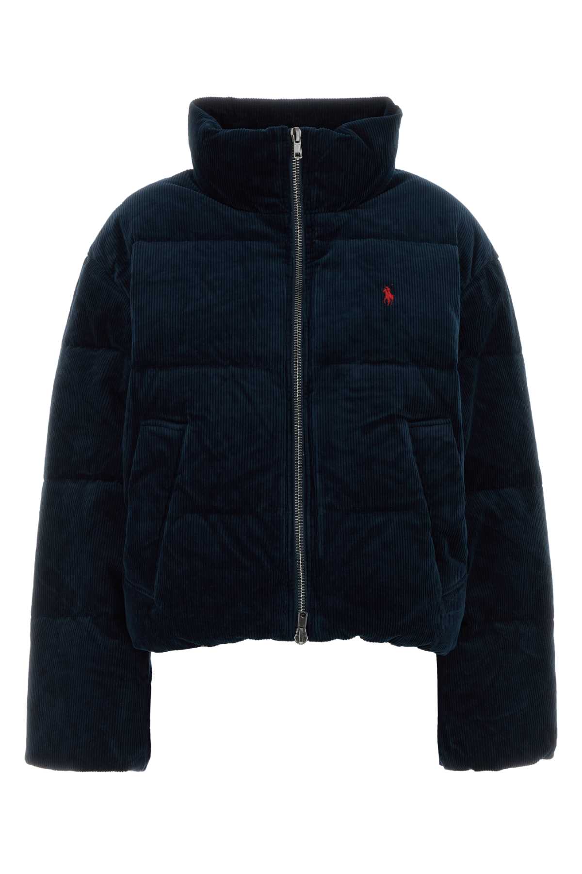 Ralph Lauren Midnight Blue Stretch Corduroy Down Jacket In Blue