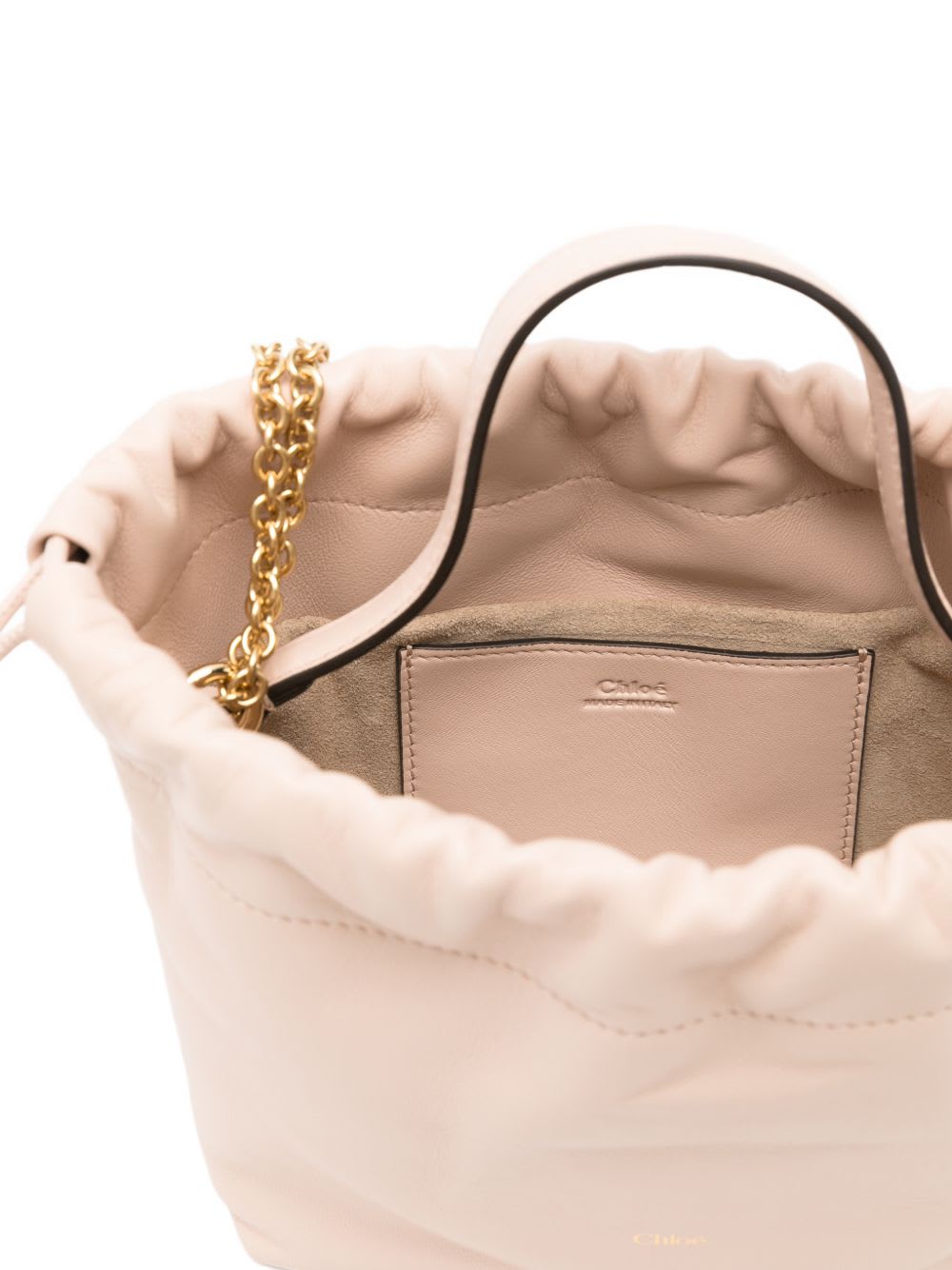 Chloé Icons Leather Bucket Bag Chain Strap Handle In Pink