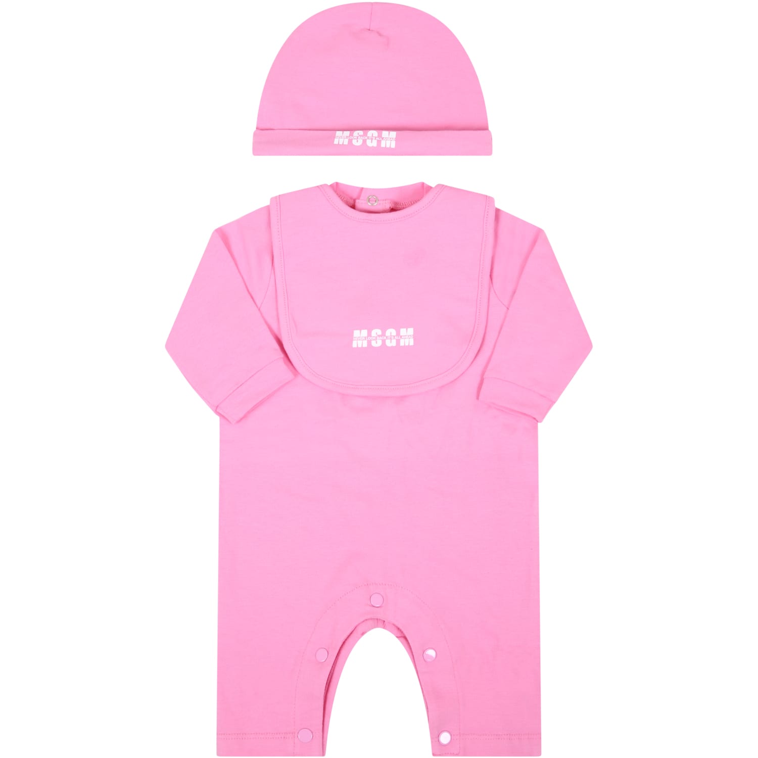 Shop Msgm Pink Set For Babygirl With Logo