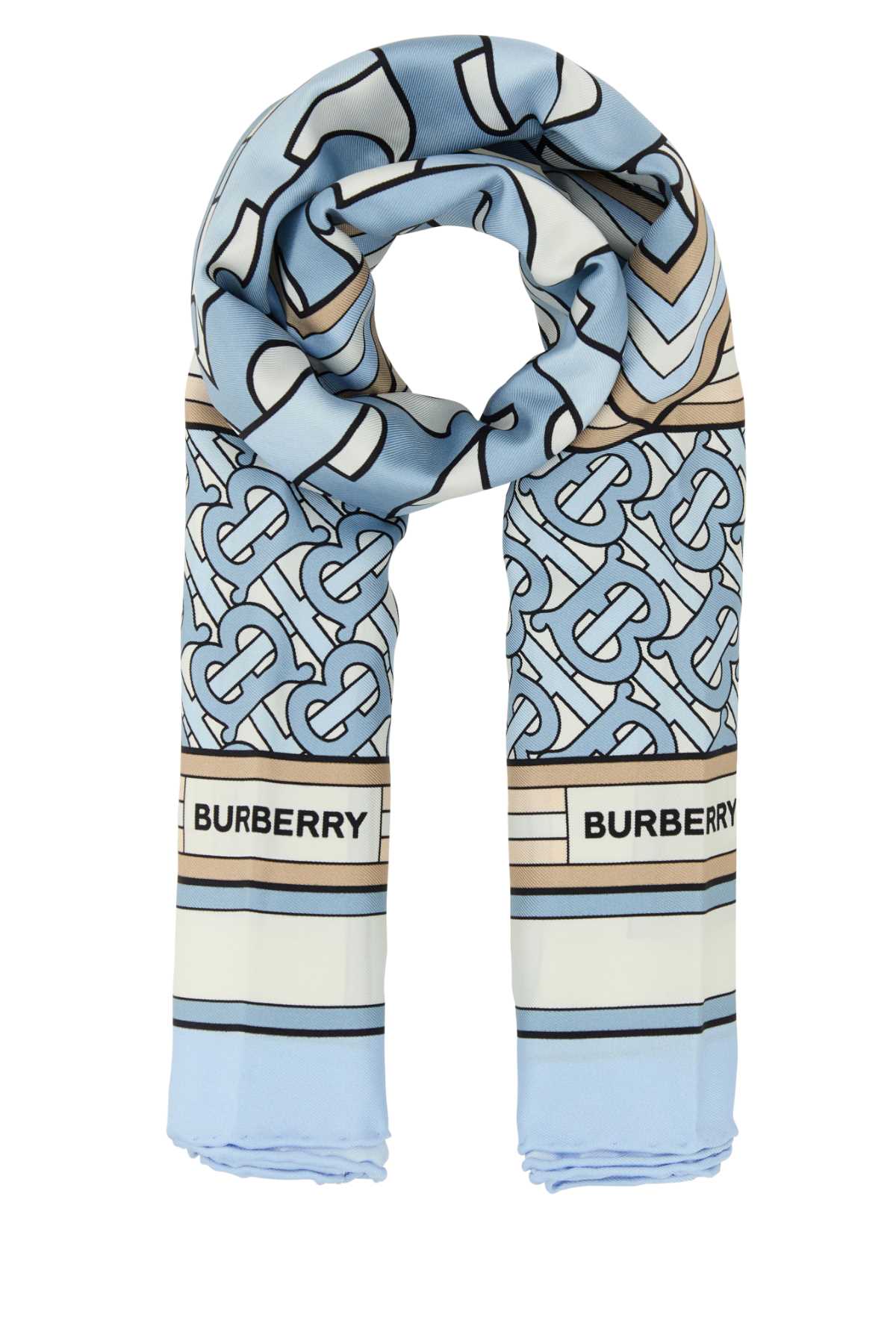 Shop Burberry Printed Silk Foulard In Palebluepistachio