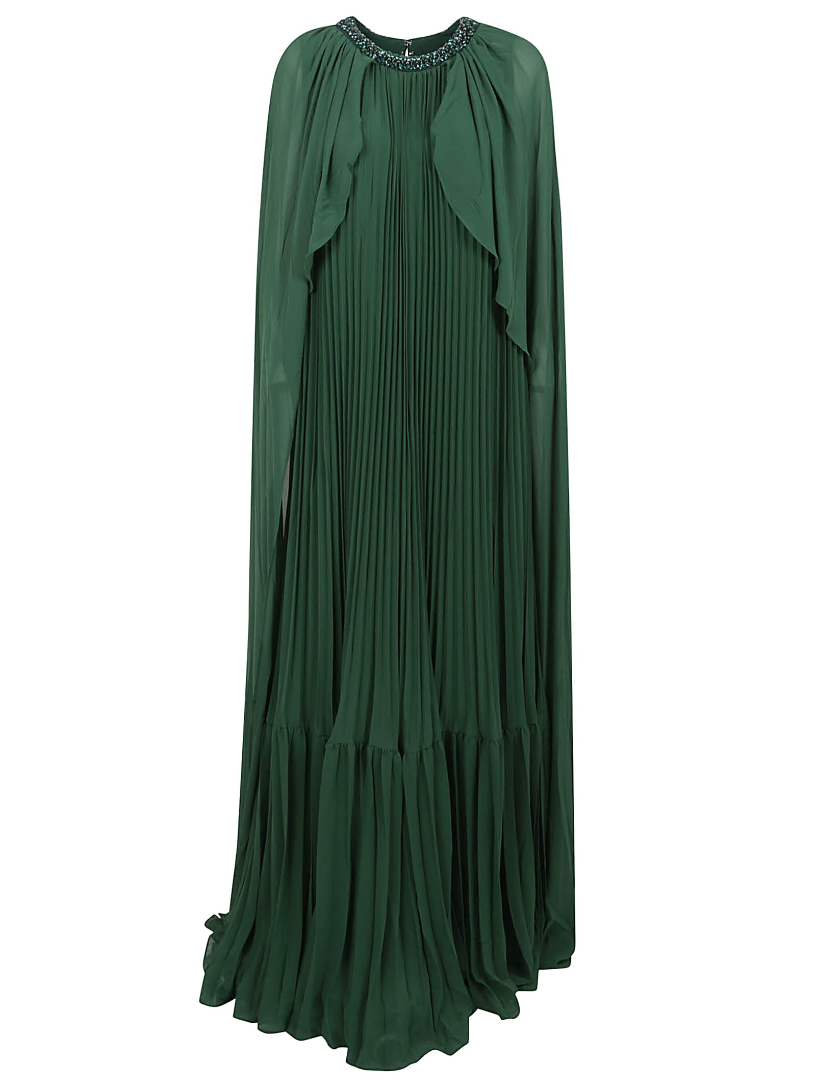 Green Chiffon Cape Maxi Dress