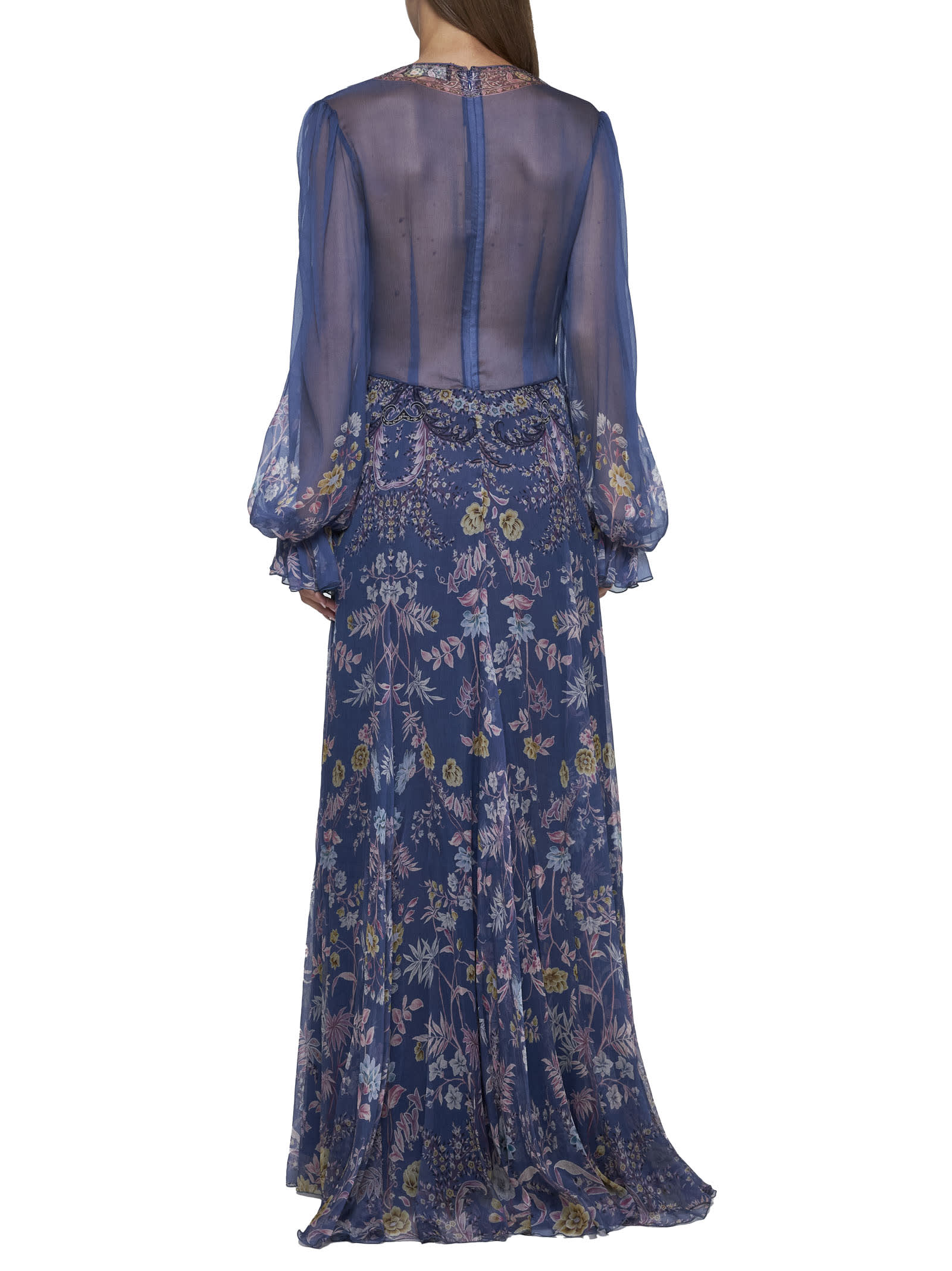 Shop Etro Dress In Stampa F.do Blu