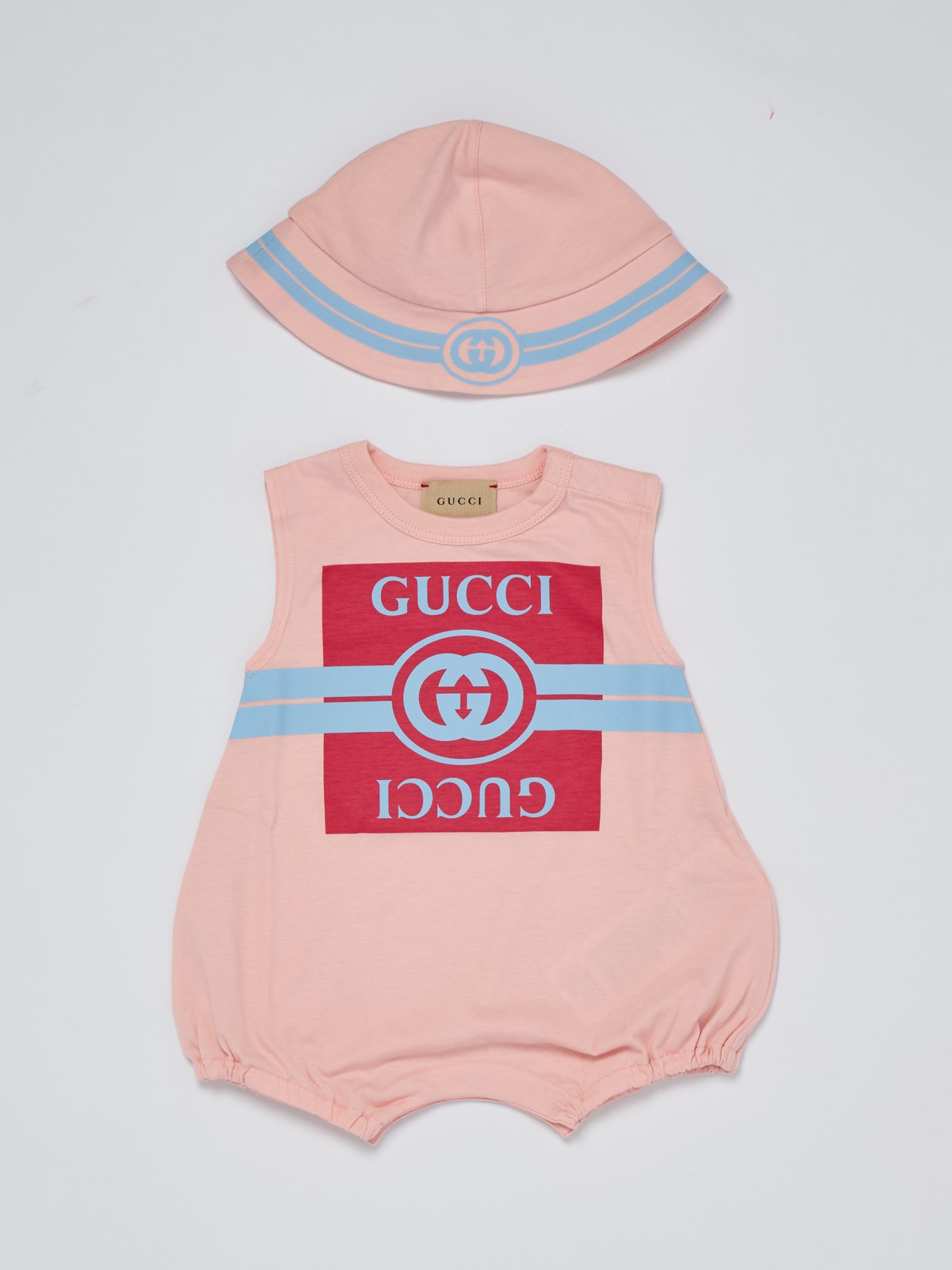 Gucci Babies' Gift Set Suit In Rosa-celeste